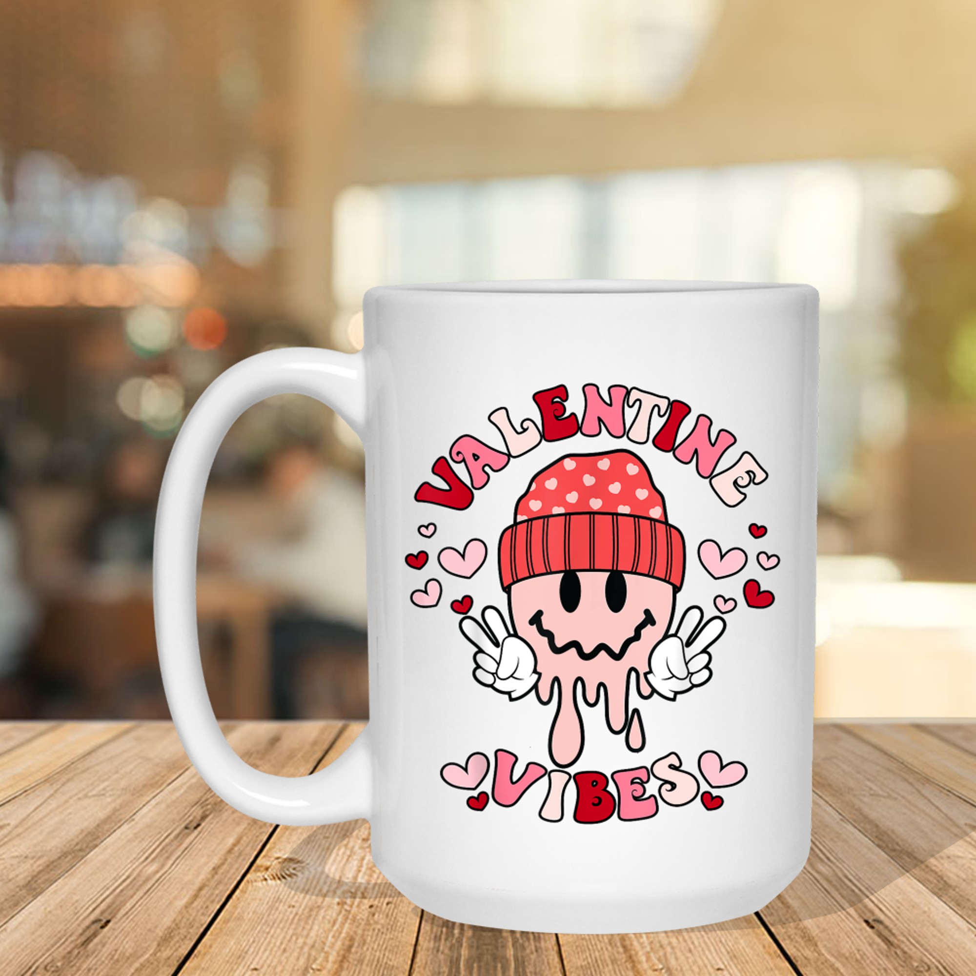 Groovy Valentine Vibes Valentines Day Smile Face Mug