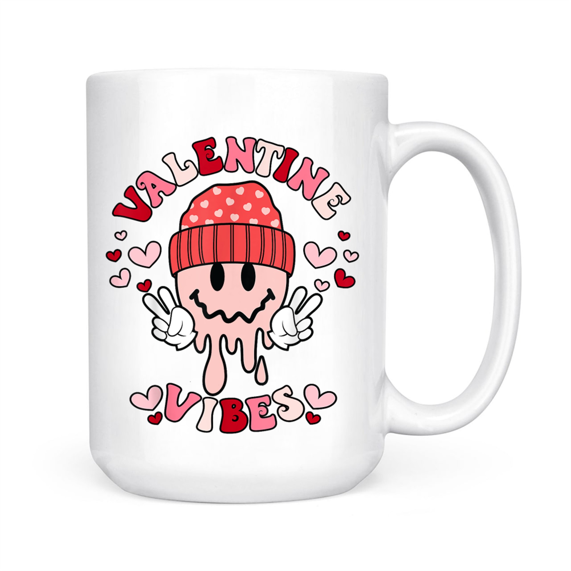 Groovy Valentine Vibes Valentines Day Smile Face Mug