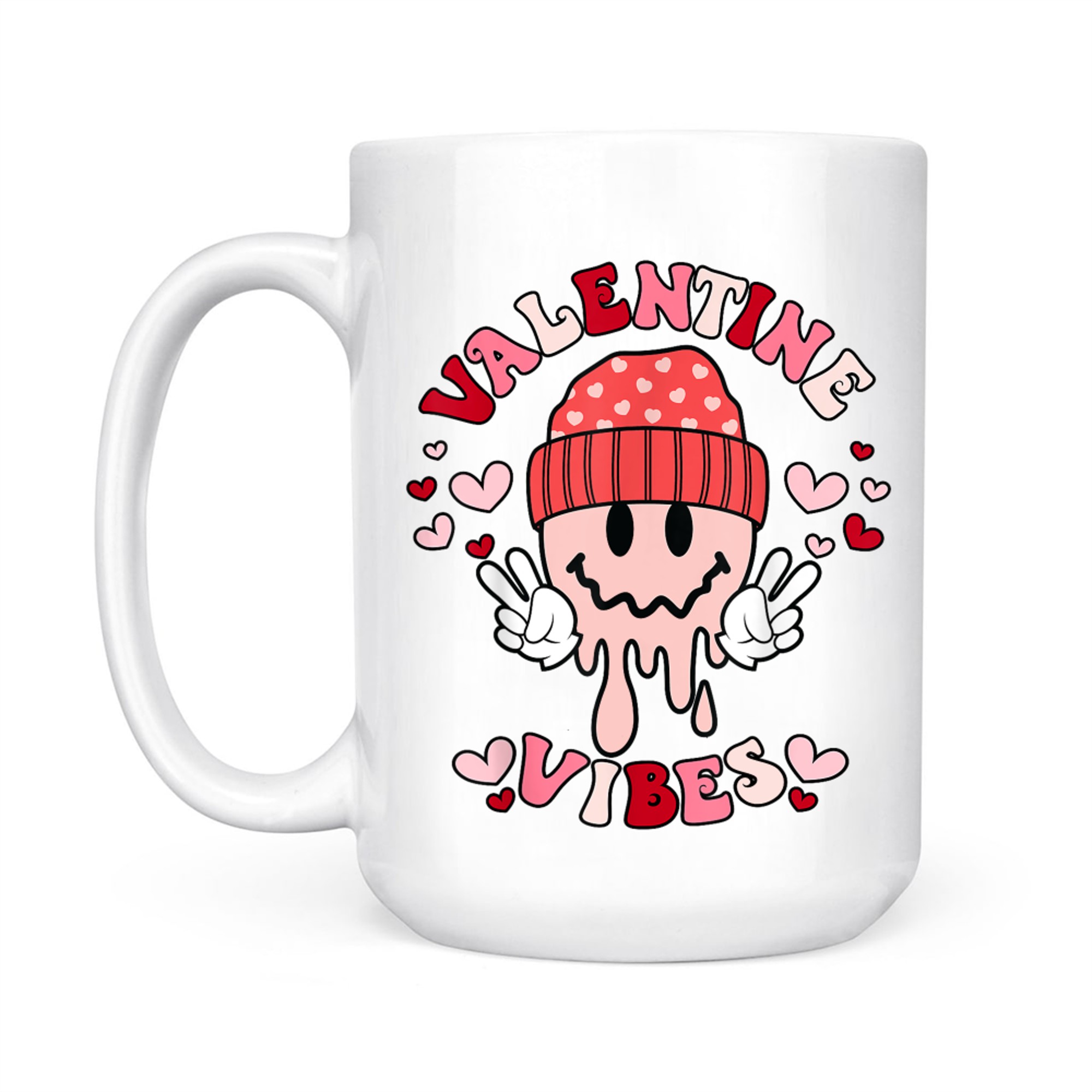 Groovy Valentine Vibes Valentines Day Smile Face Mug