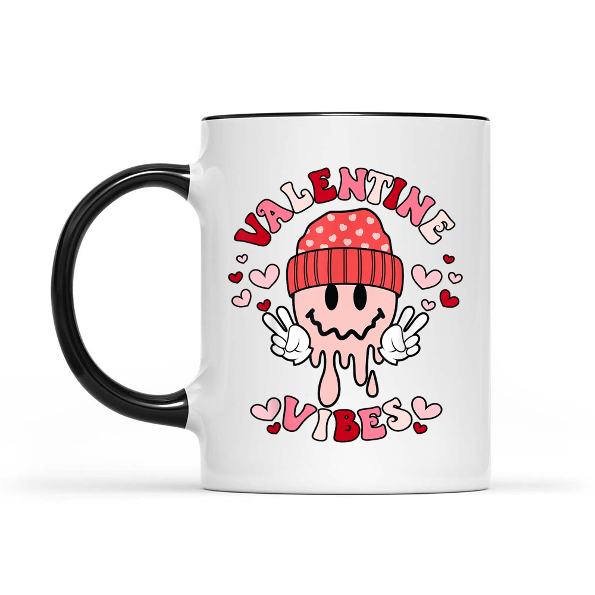 Groovy Valentine Vibes Valentines Day Smile Face Mug