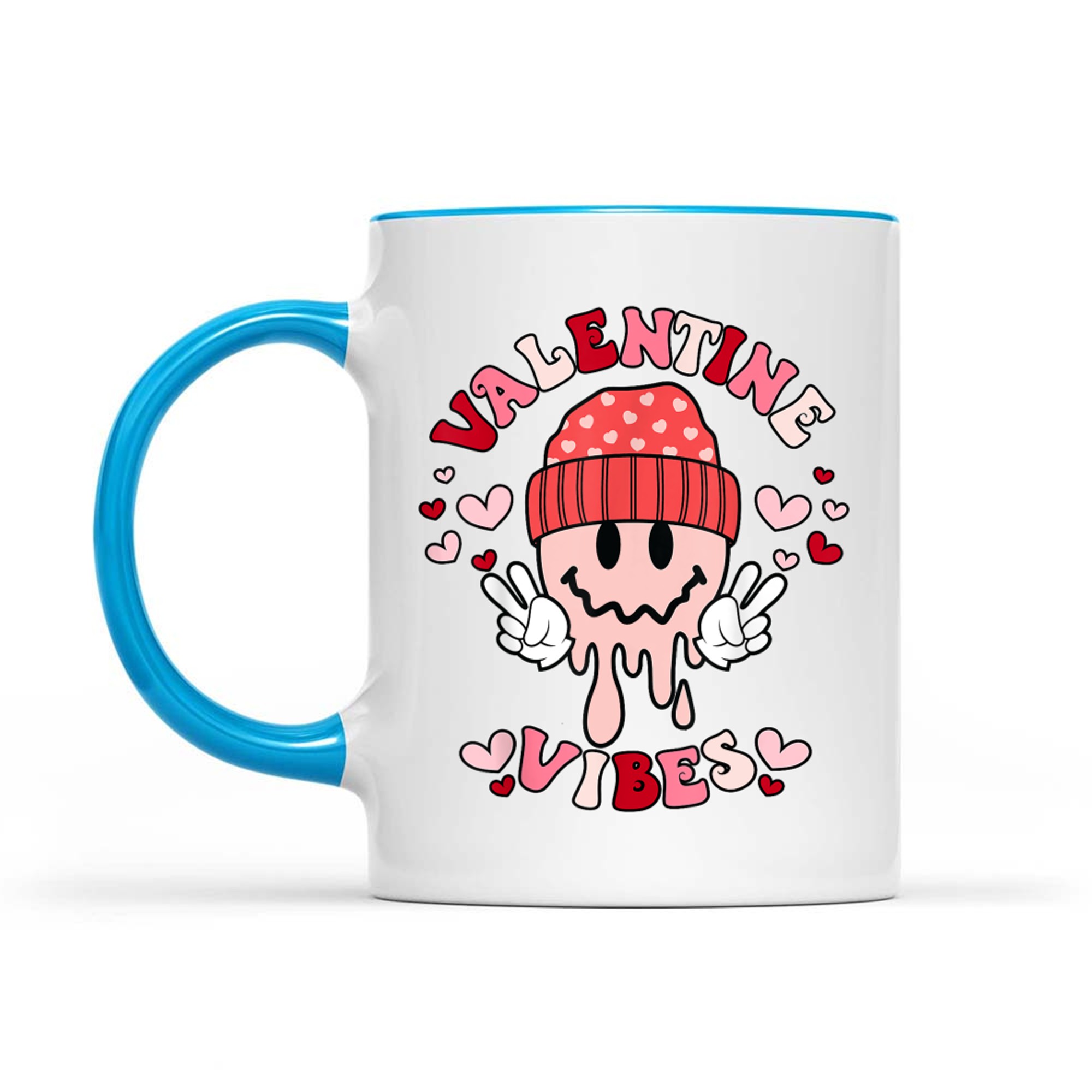 Groovy Valentine Vibes Valentines Day Smile Face Mug