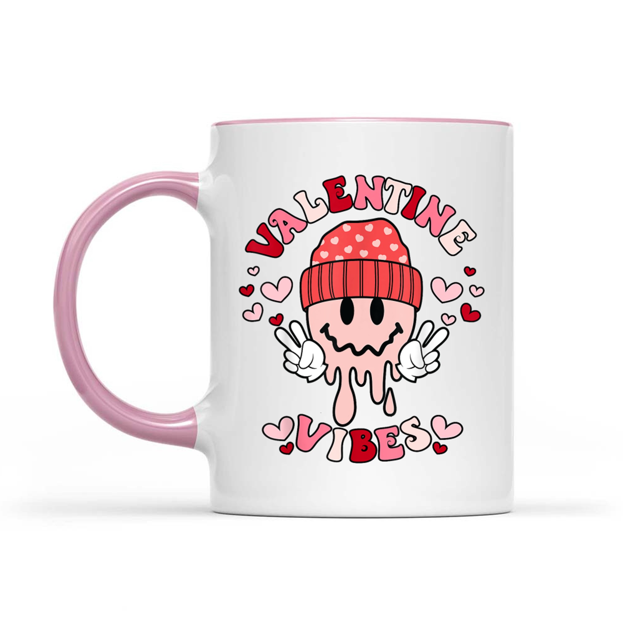 Groovy Valentine Vibes Valentines Day Smile Face Mug