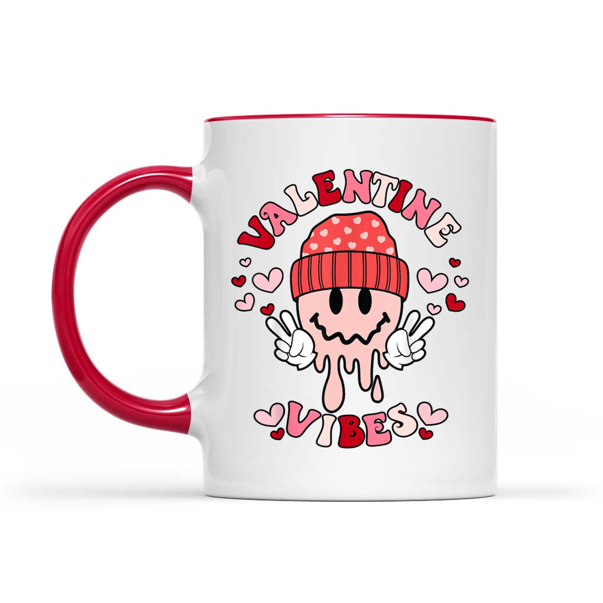 Groovy Valentine Vibes Valentines Day Smile Face Mug