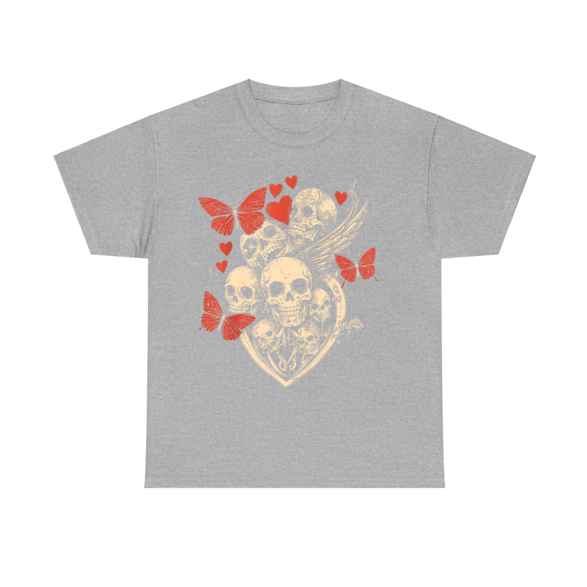 Grunge Gothic Skulls Butterflies Hearts Style Skull T-Shirt