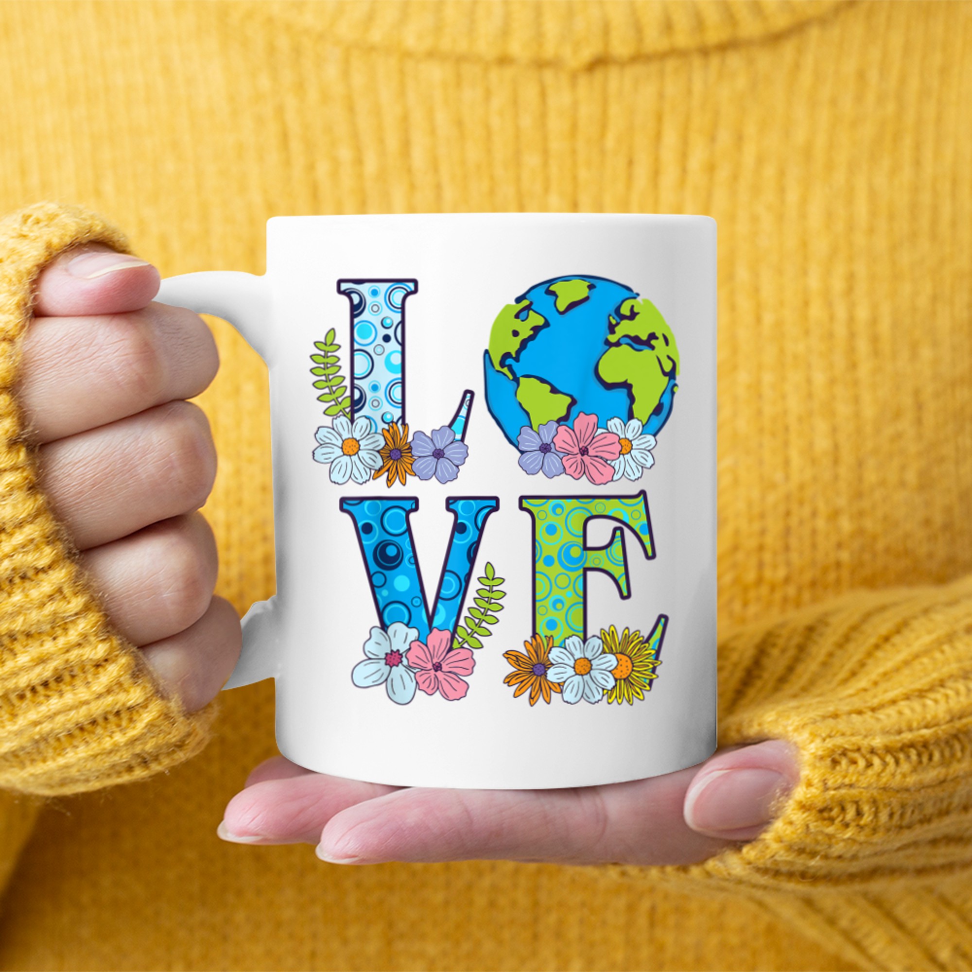 Happy Earth Day Birthday Save Nature Love Girl Environment Mug