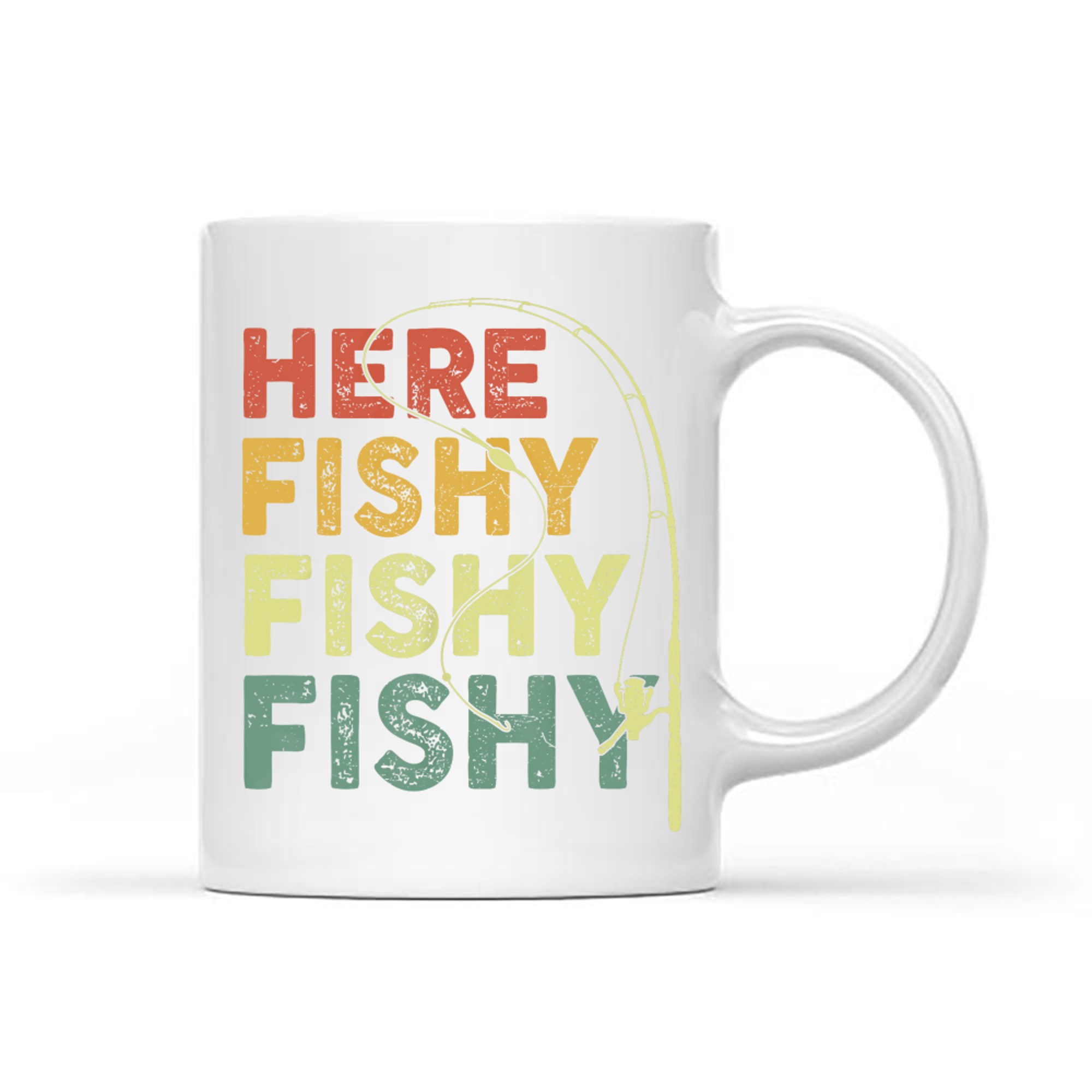 Here-Fishy Funny Fishing Bass Fish Dad Mug