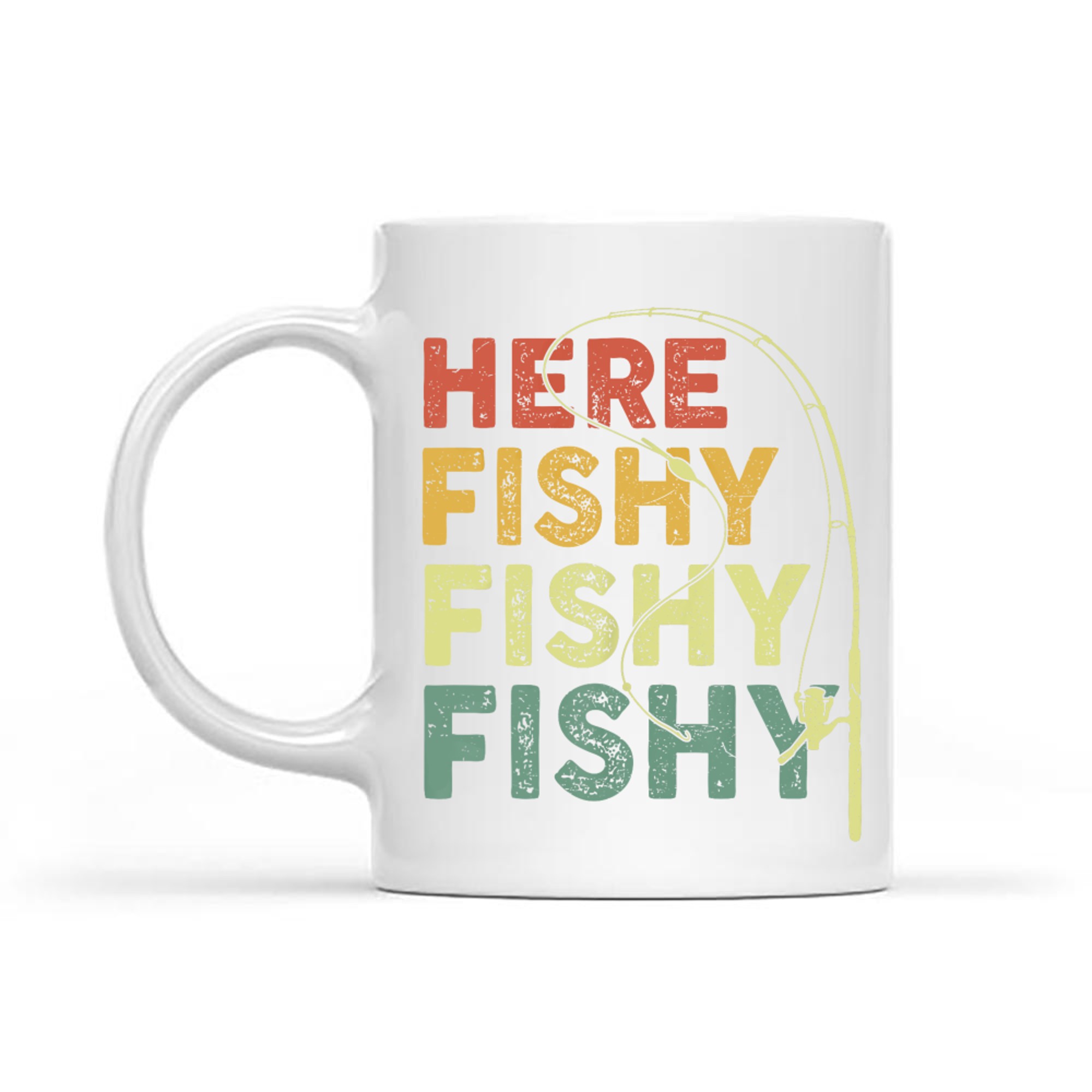 Here-Fishy Funny Fishing Bass Fish Dad Mug