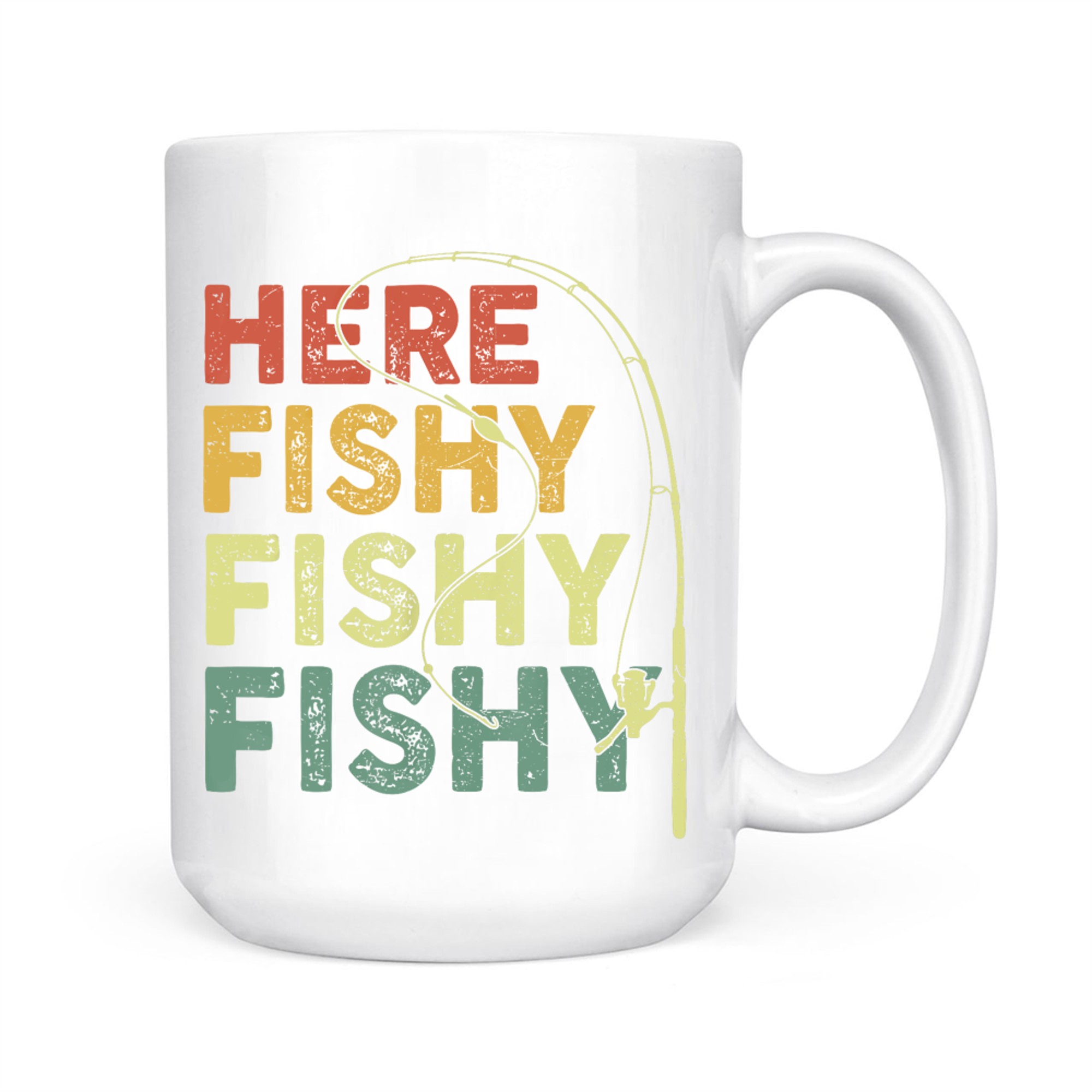 Here-Fishy Funny Fishing Bass Fish Dad Mug
