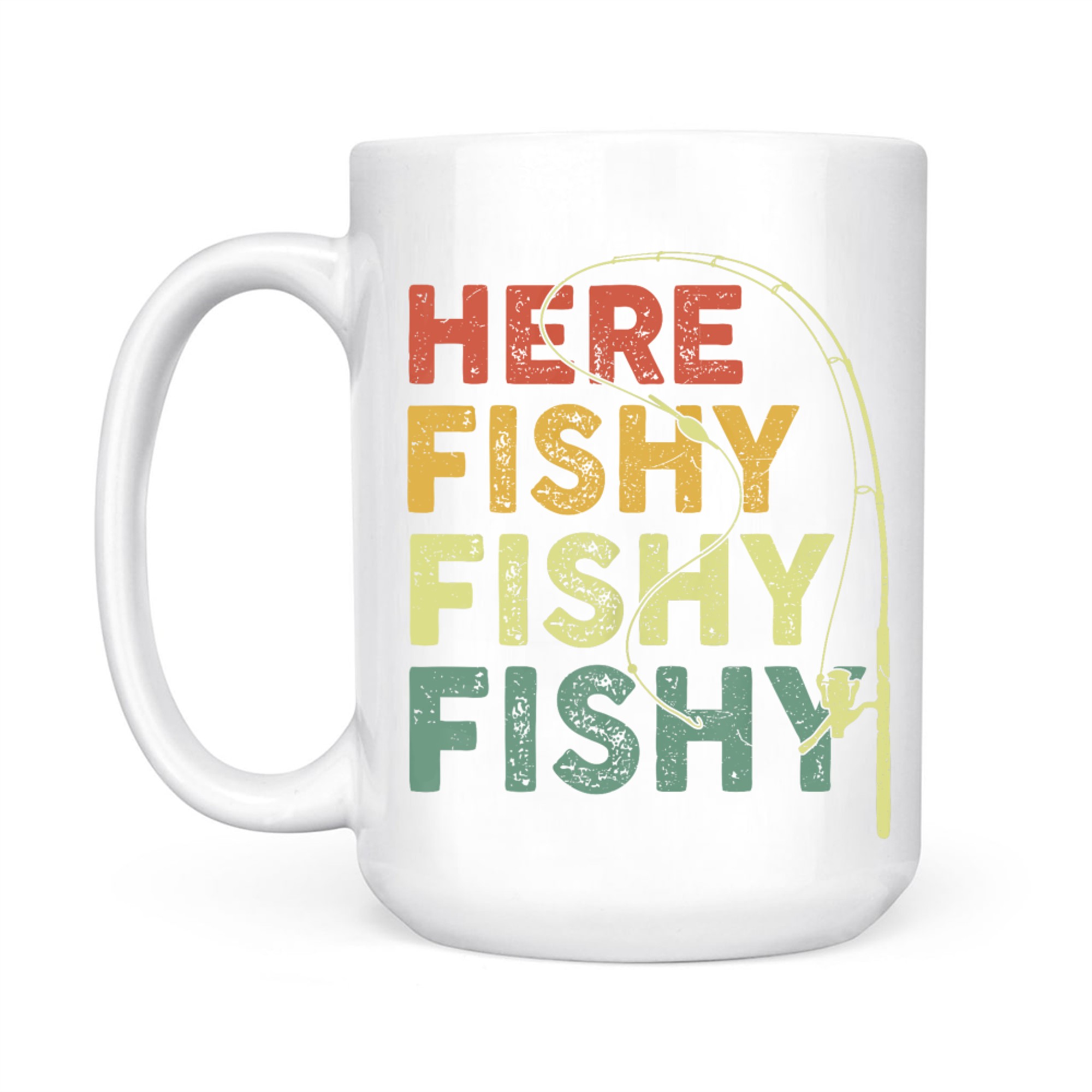 Here-Fishy Funny Fishing Bass Fish Dad Mug
