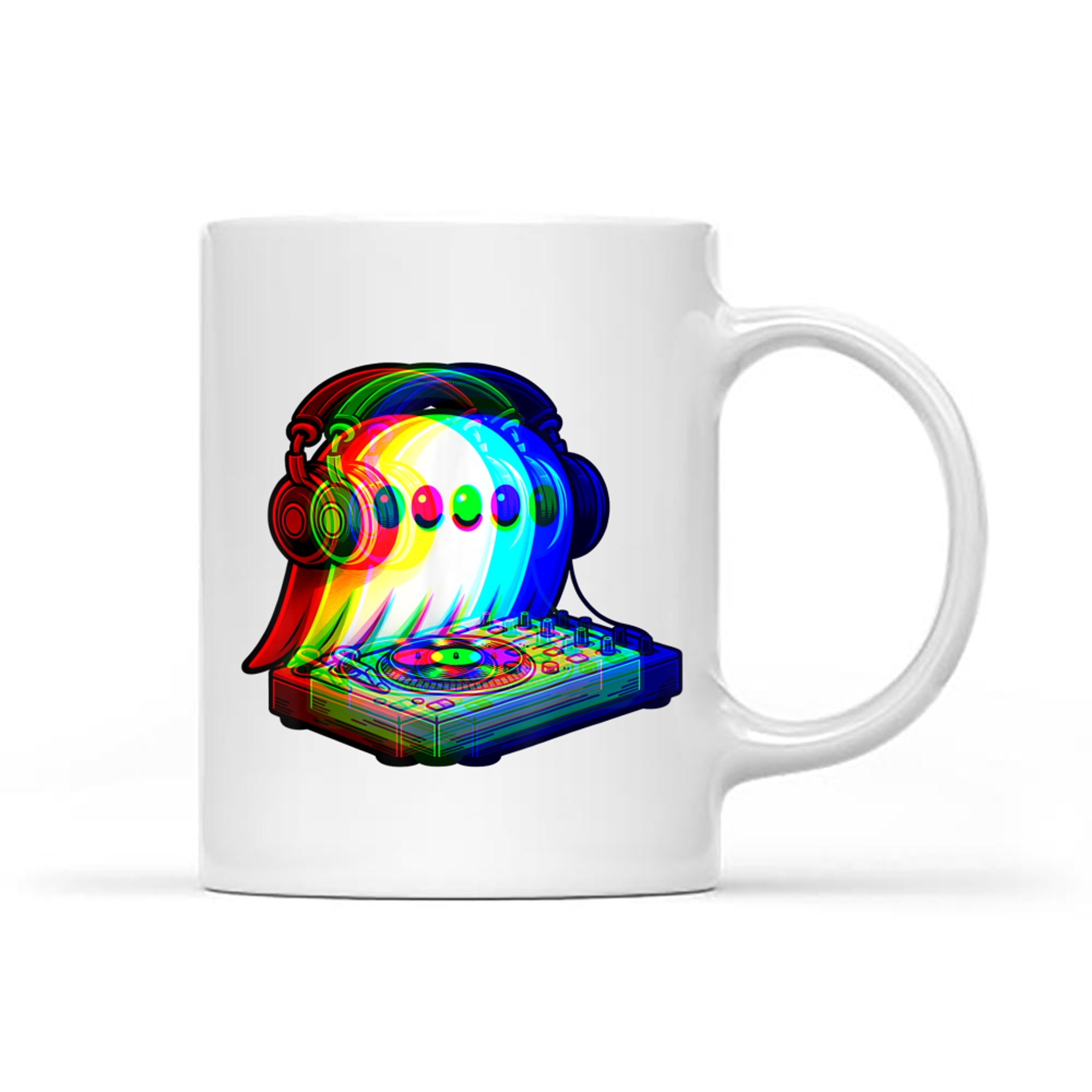 House Music Ghost DJ Optical Illusion EDM Halloween Rave DJ Mug