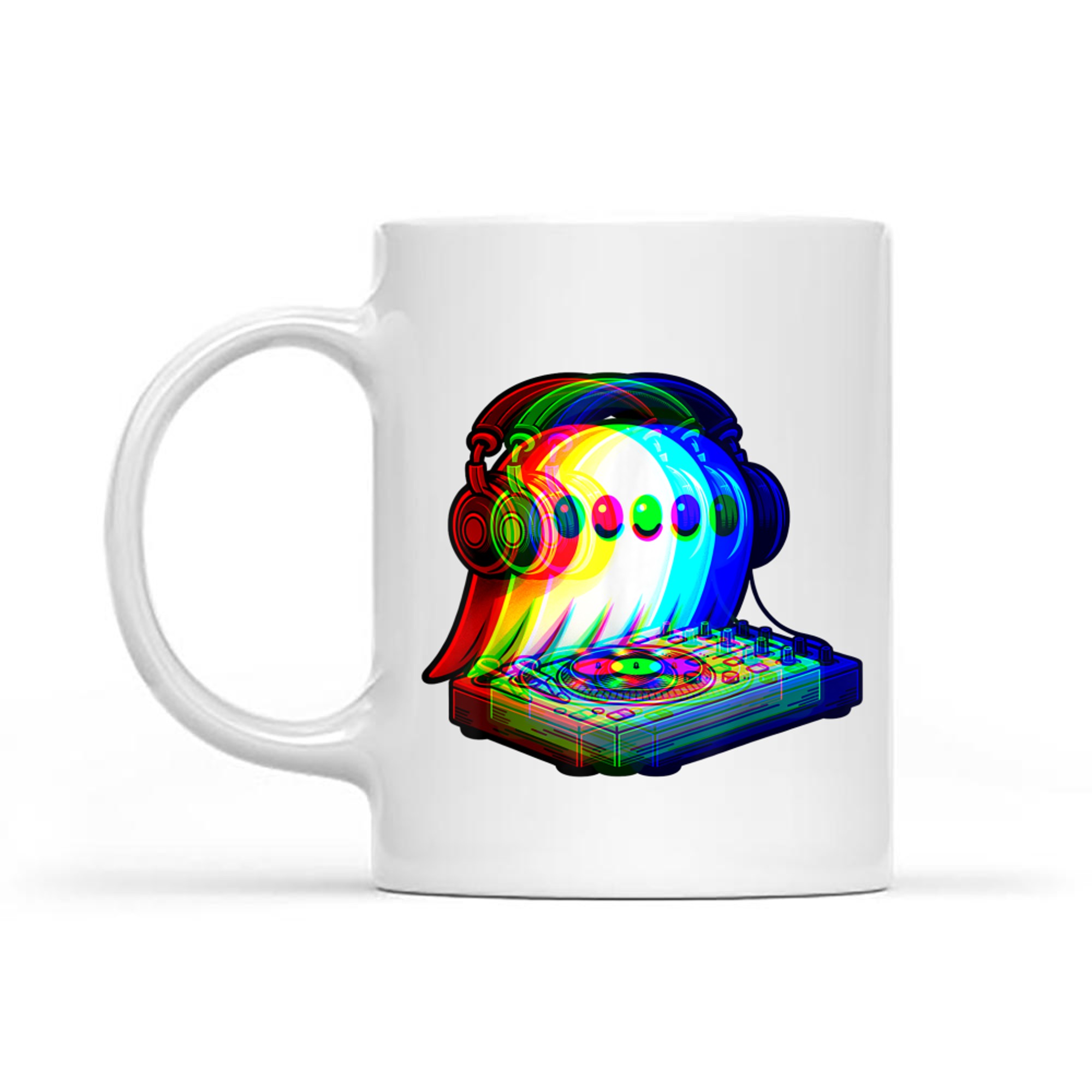 House Music Ghost DJ Optical Illusion EDM Halloween Rave DJ Mug