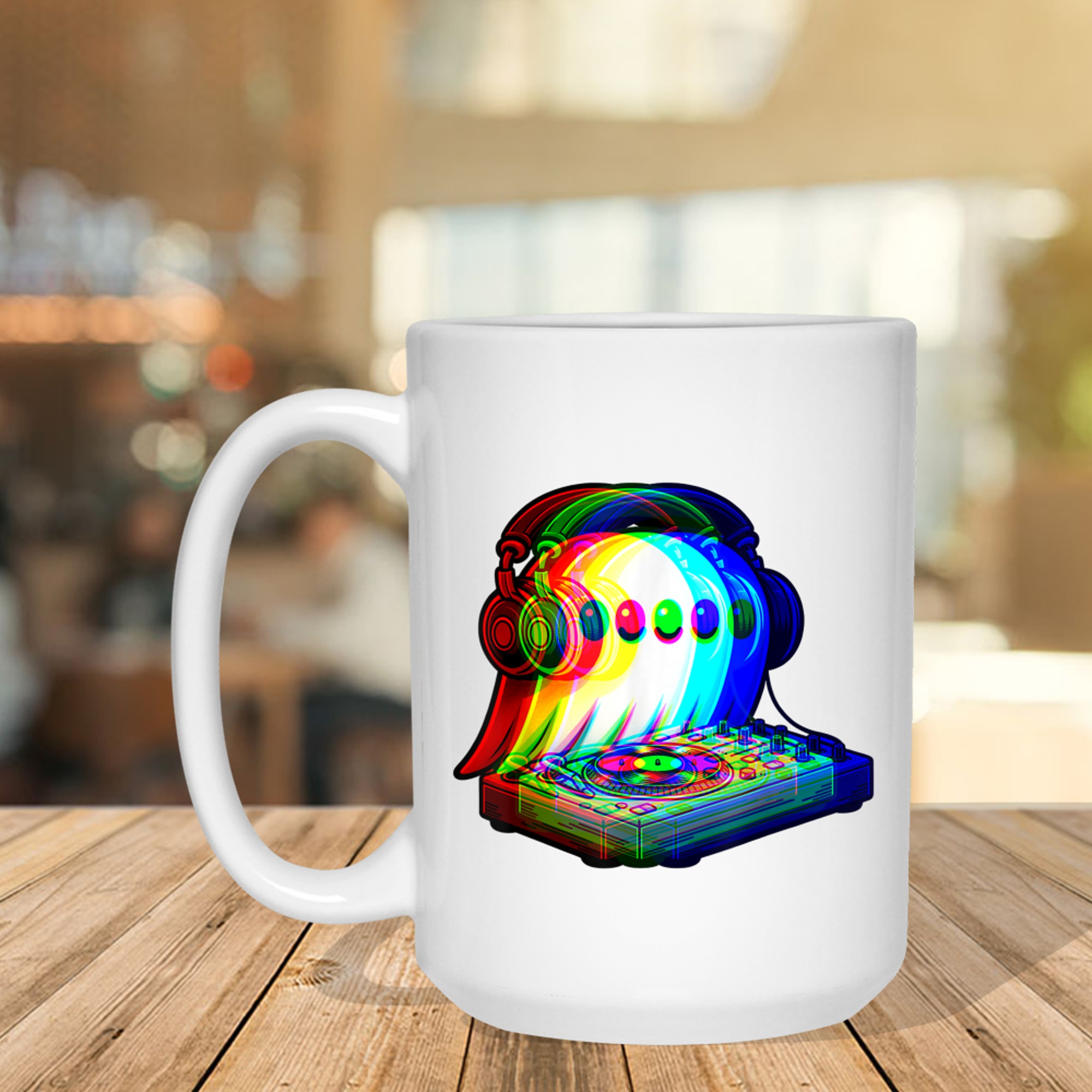 House Music Ghost DJ Optical Illusion EDM Halloween Rave DJ Mug