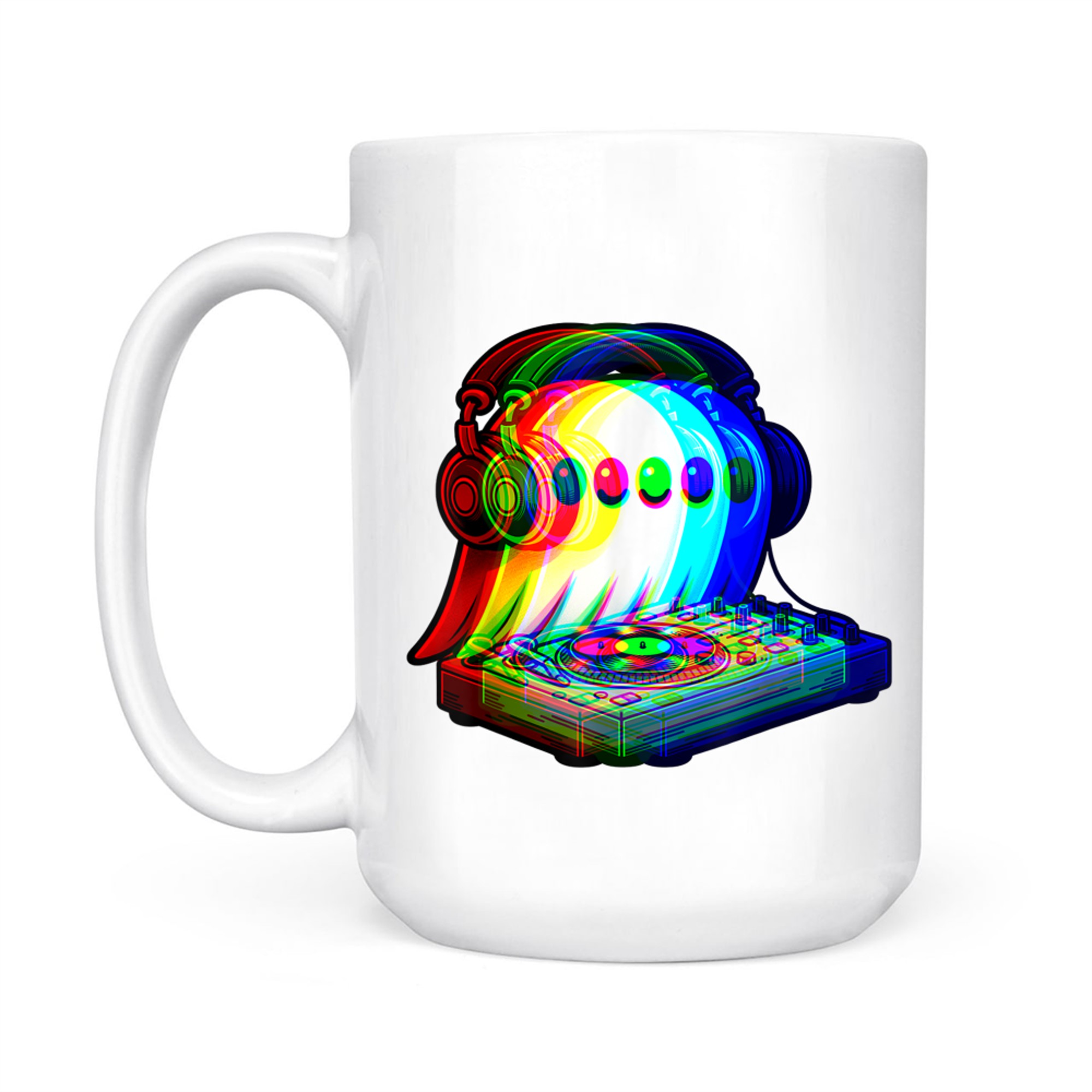 House Music Ghost DJ Optical Illusion EDM Halloween Rave DJ Mug