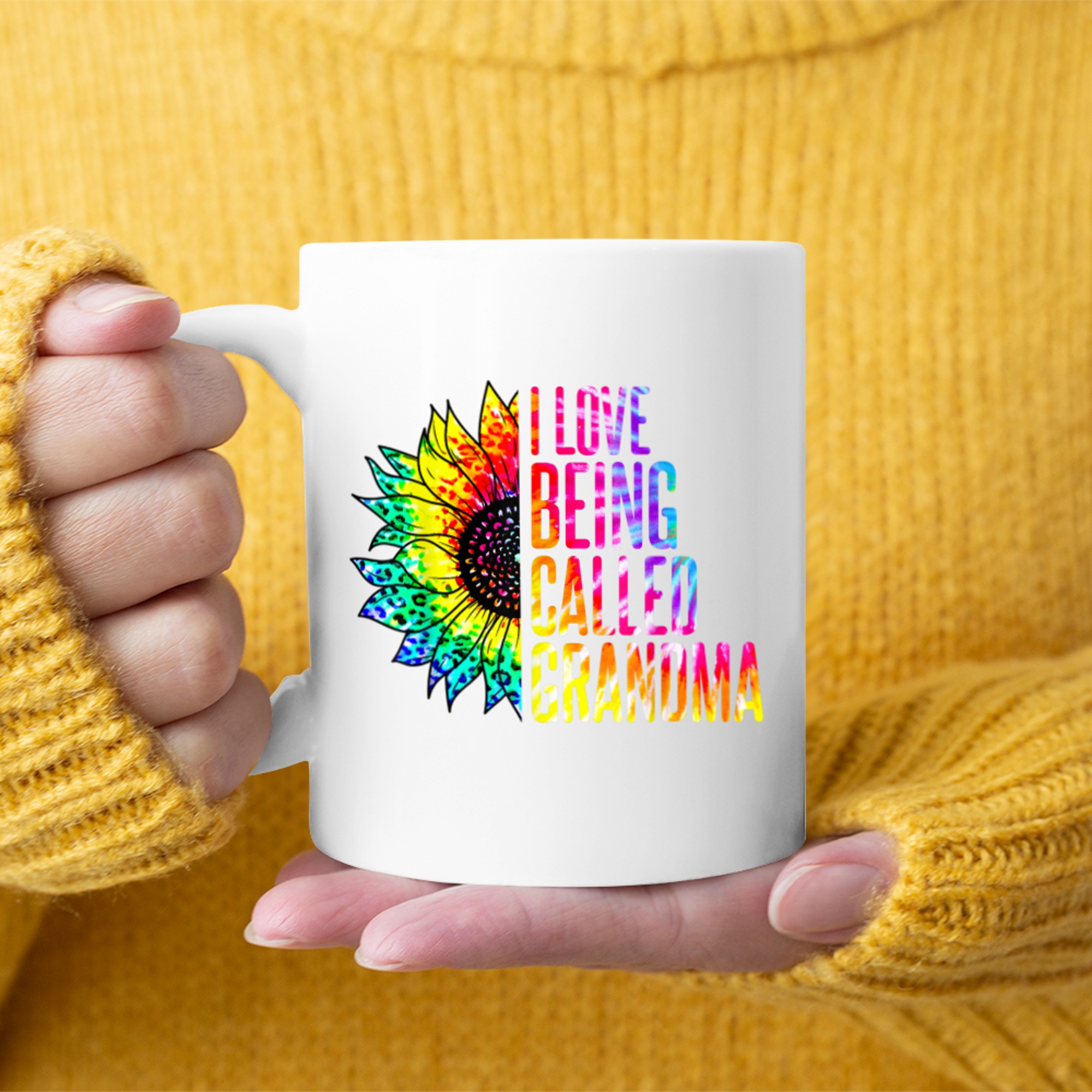 I Love Being Called Grandma Sunflower Tie Dye Mother's Day Mug