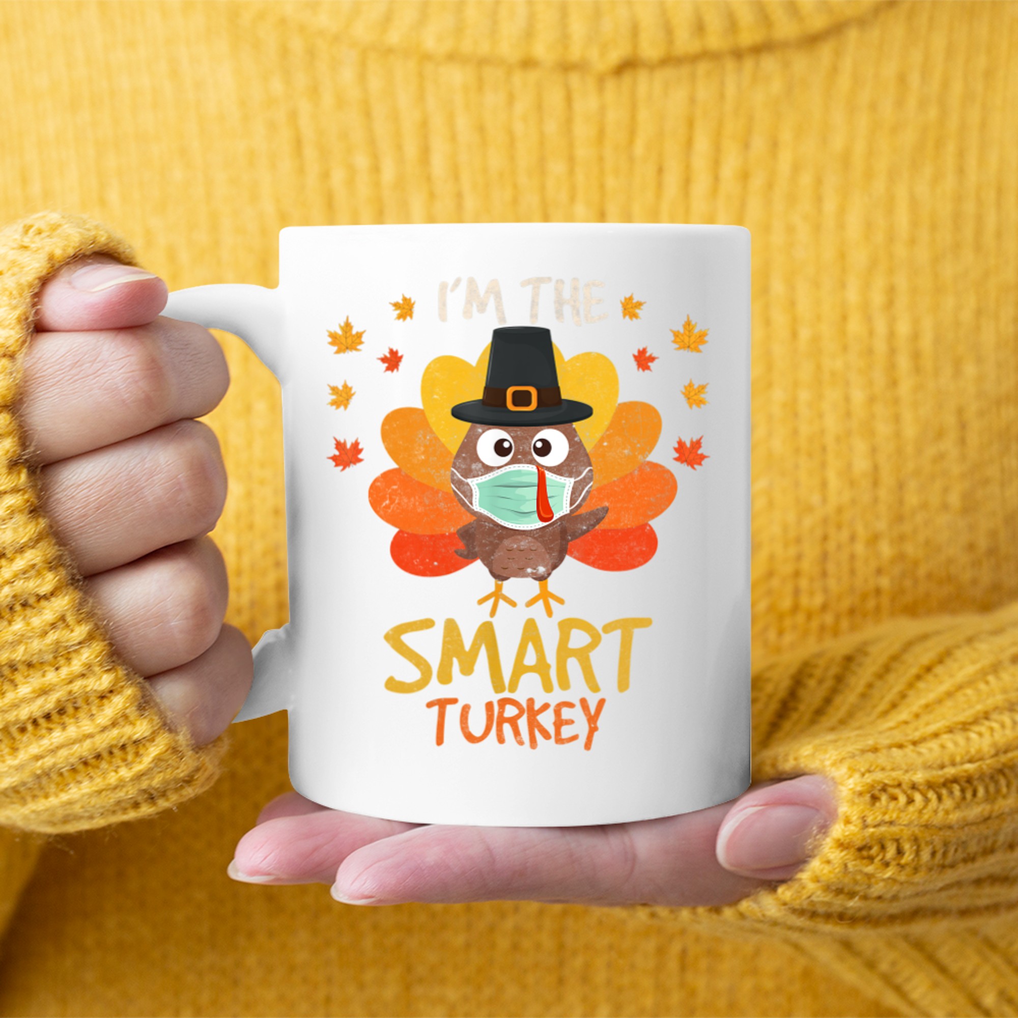 I'm The Smart Turkey Funny Thanksgiving Mask Turkey Mug