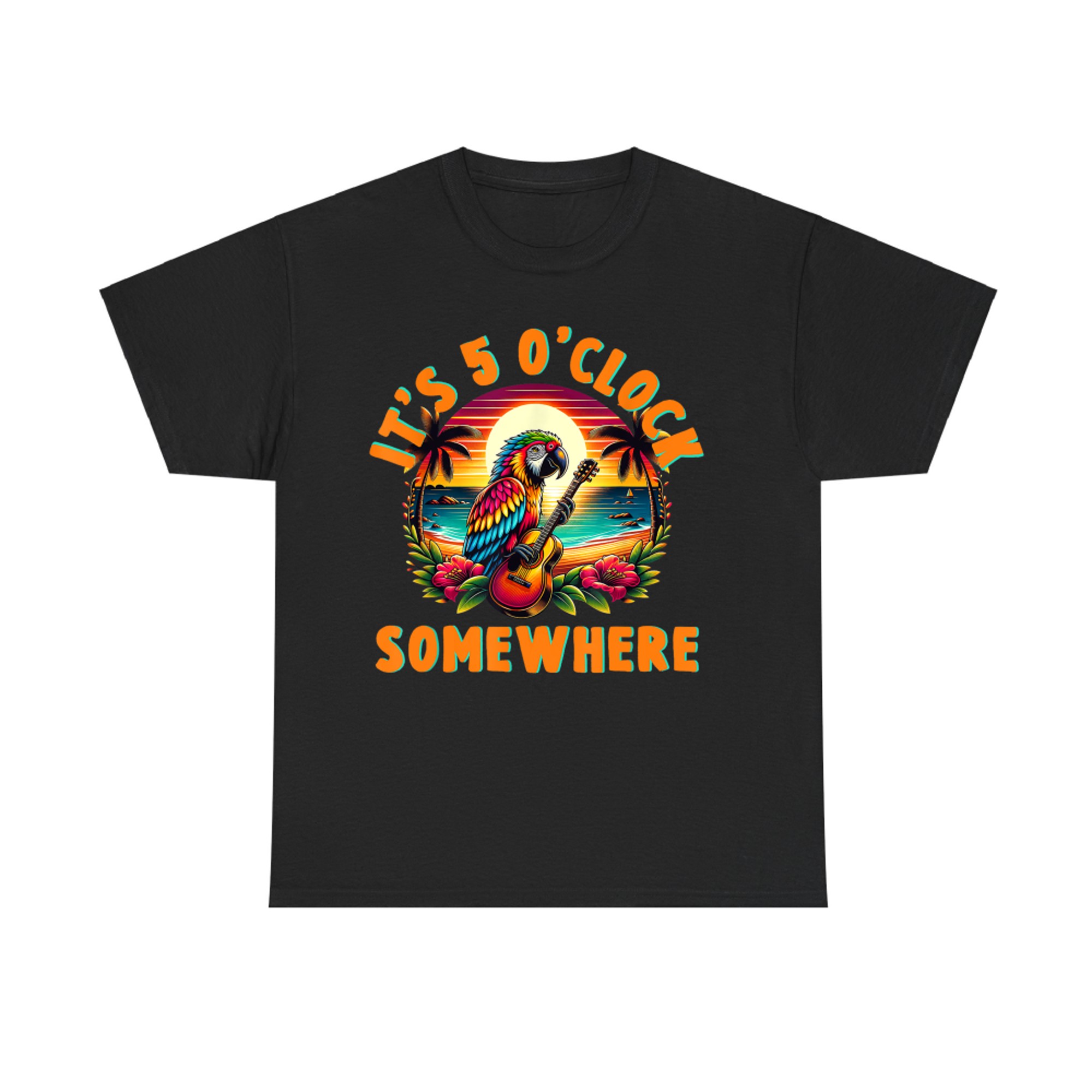 It's O'clock Somewhere Funny Summer Beach Vacation Parrot T-Shirt