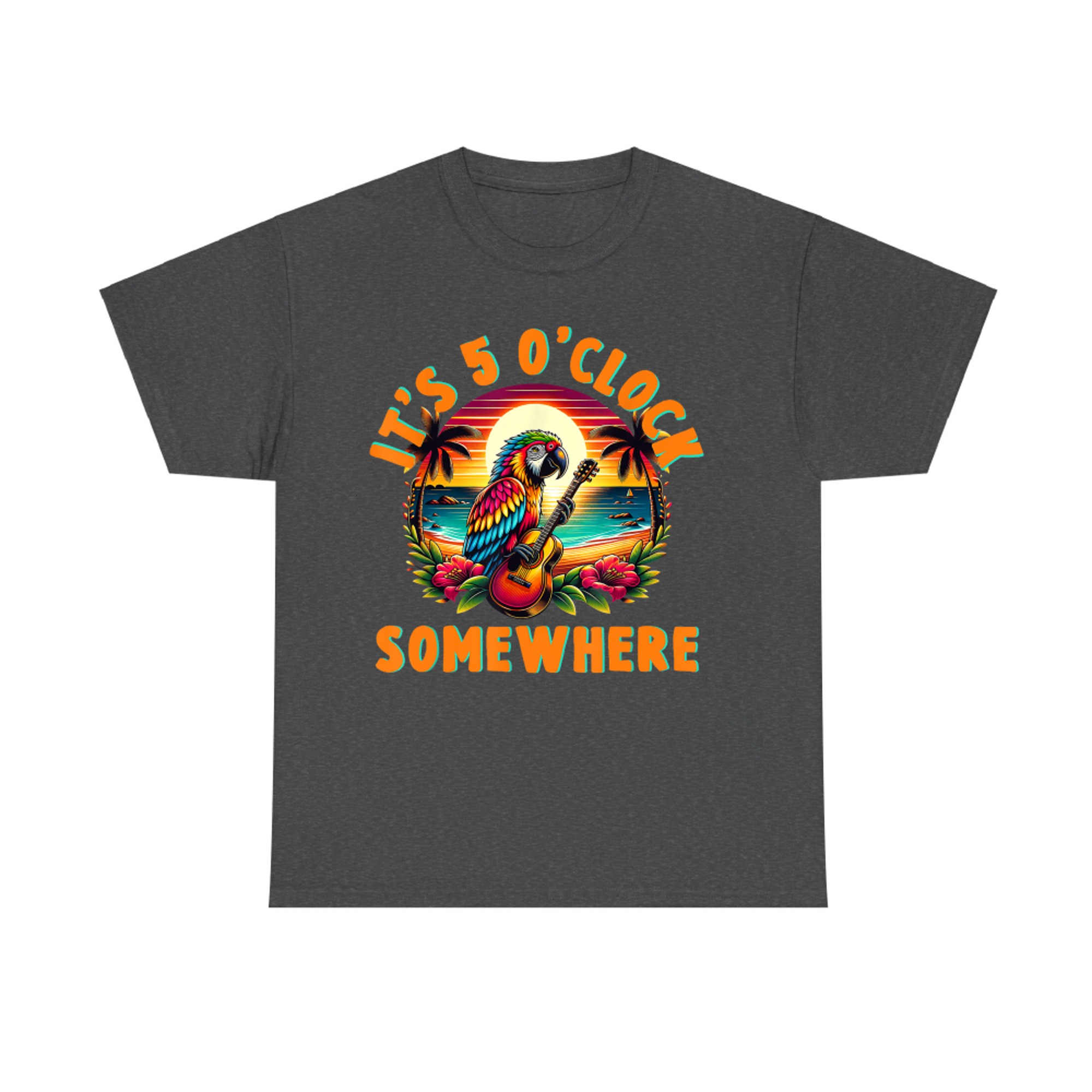 It's O'clock Somewhere Funny Summer Beach Vacation Parrot T-Shirt