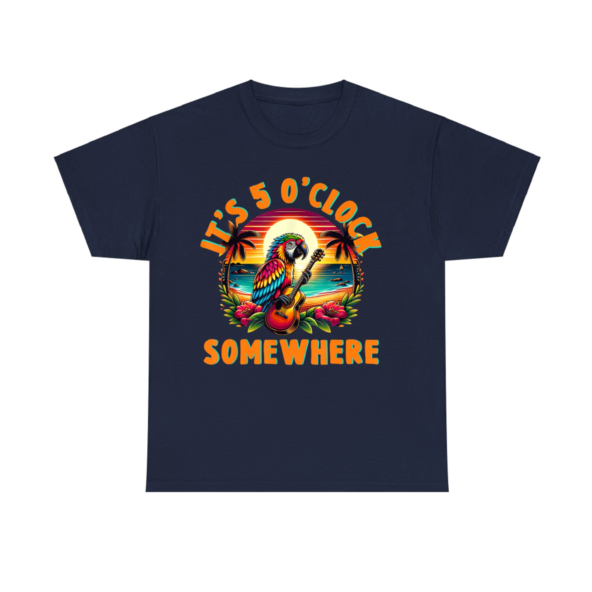It's O'clock Somewhere Funny Summer Beach Vacation Parrot T-Shirt