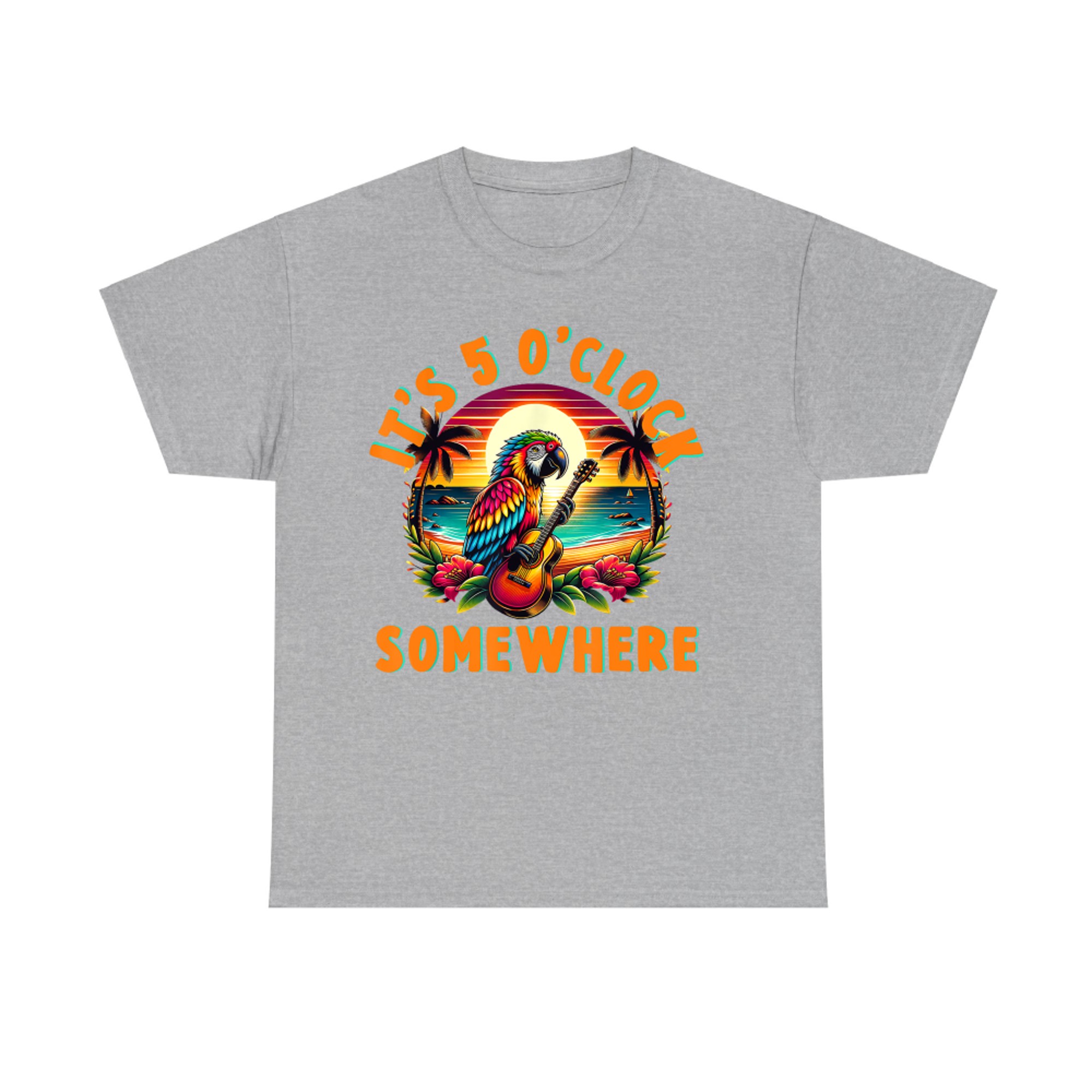 It's O'clock Somewhere Funny Summer Beach Vacation Parrot T-Shirt