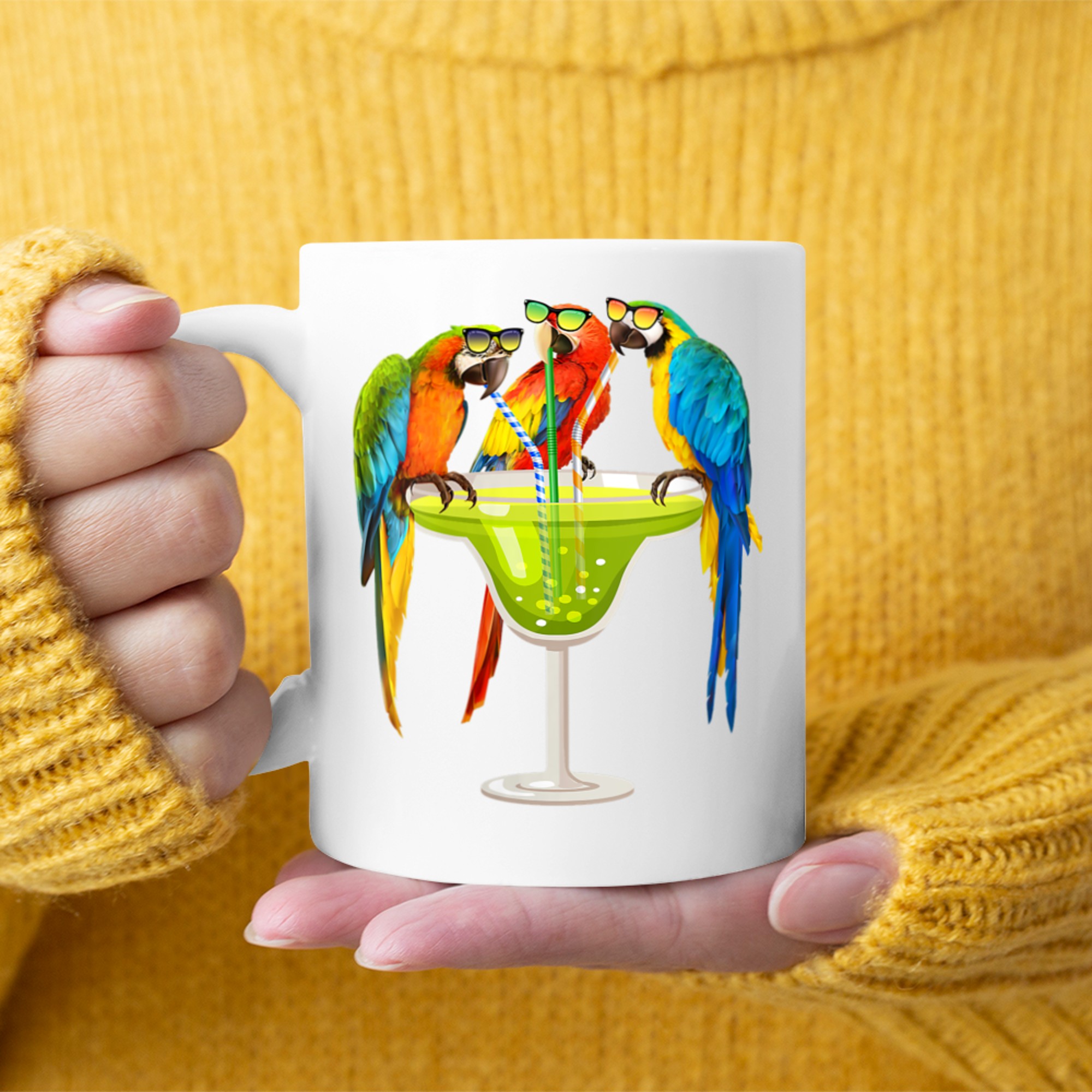 Parrots Drinking Margarita On Summer Vacation Birds Mug