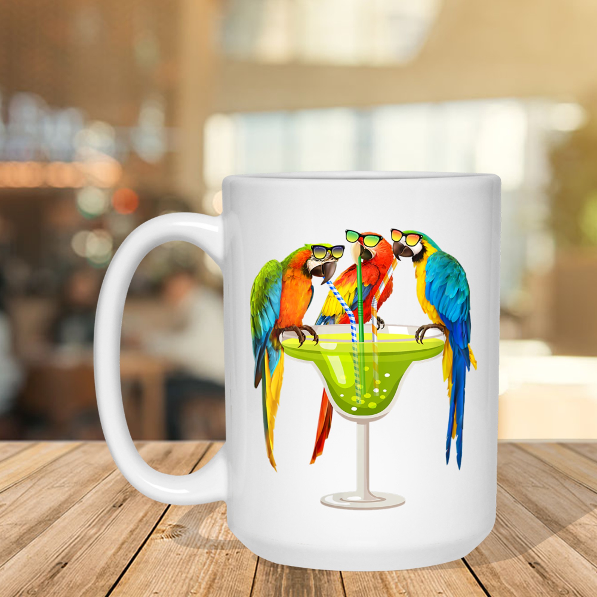 Parrots Drinking Margarita On Summer Vacation Birds Mug