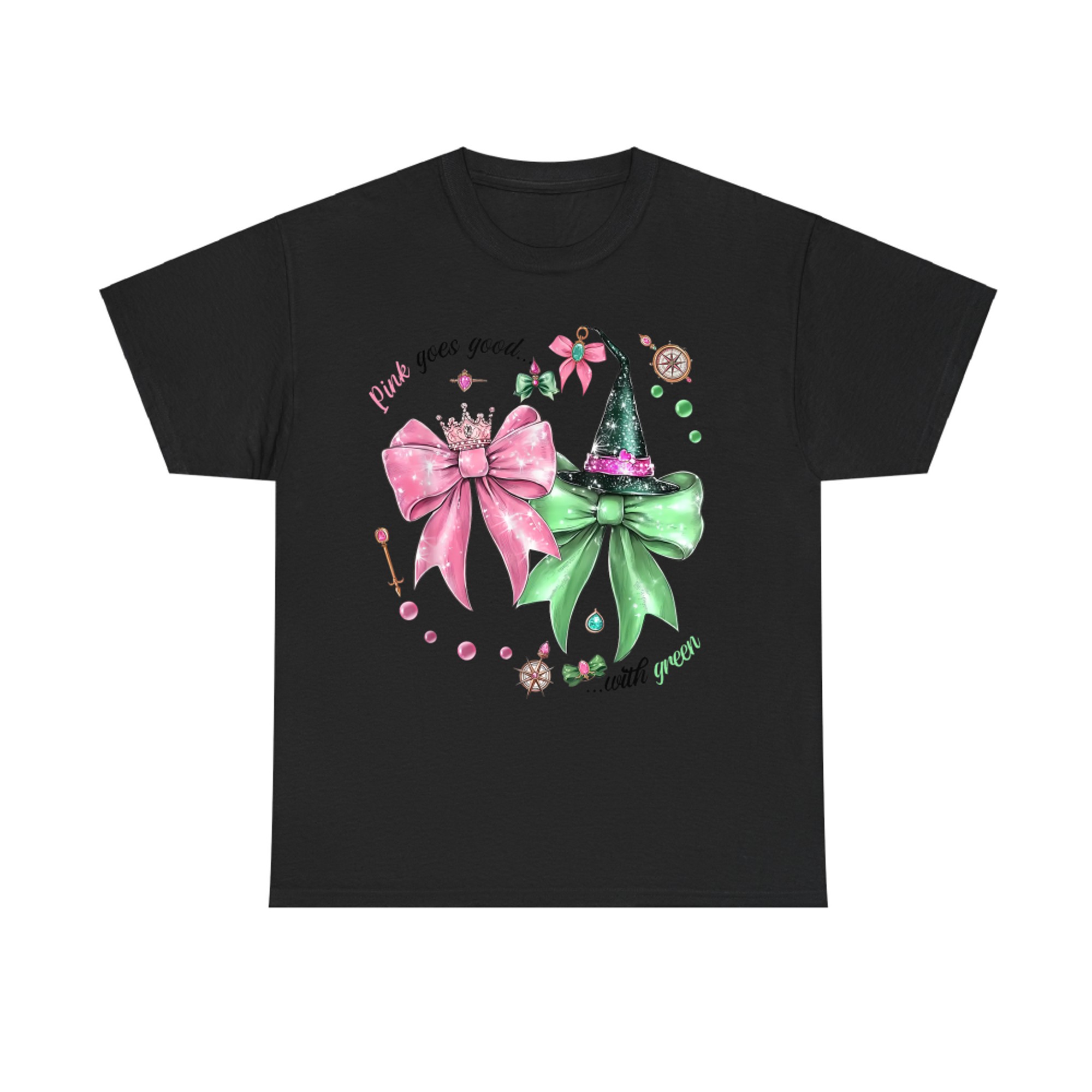 Pink Goes Good Green Funny Halloween Witch T-Shirt