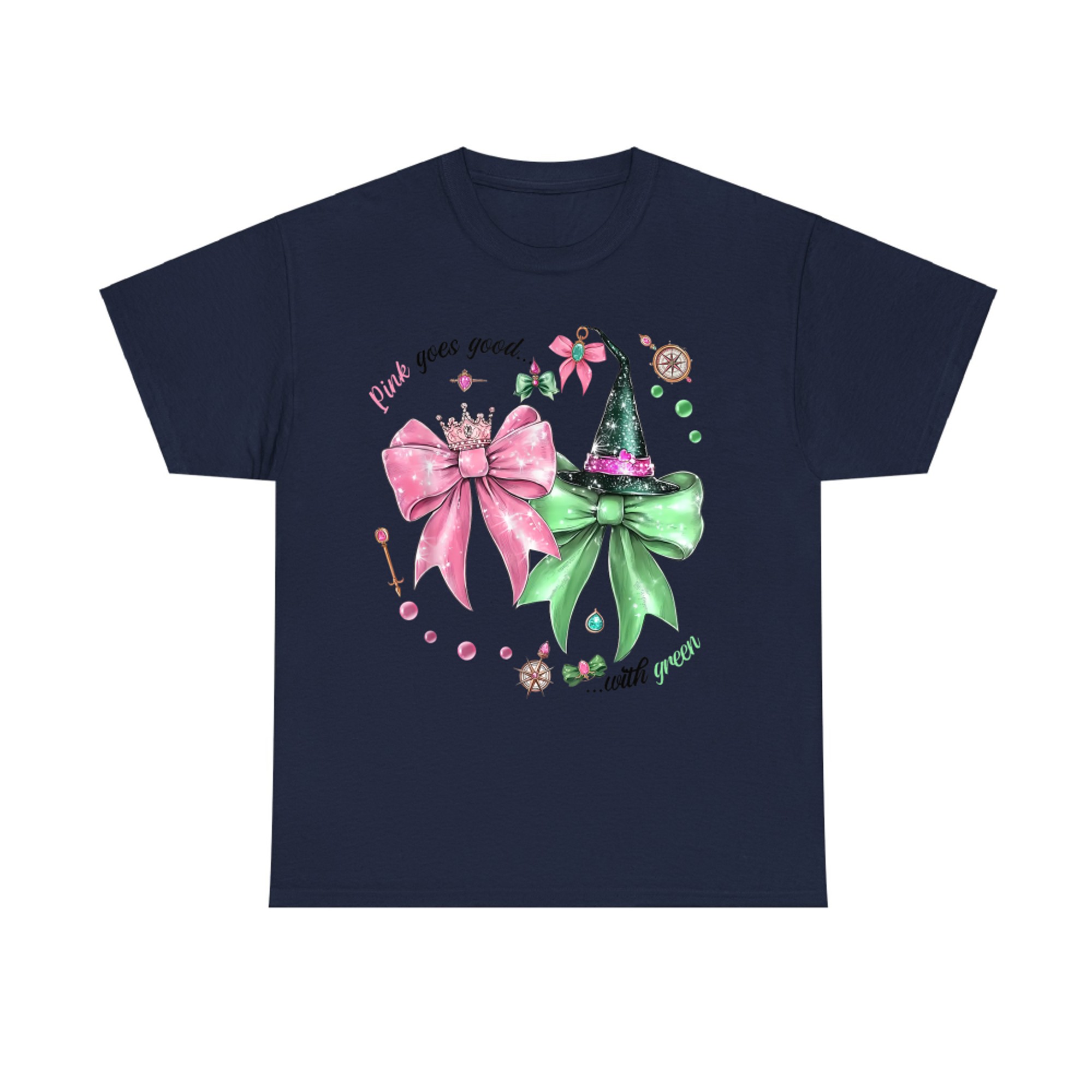 Pink Goes Good Green Funny Halloween Witch T-Shirt