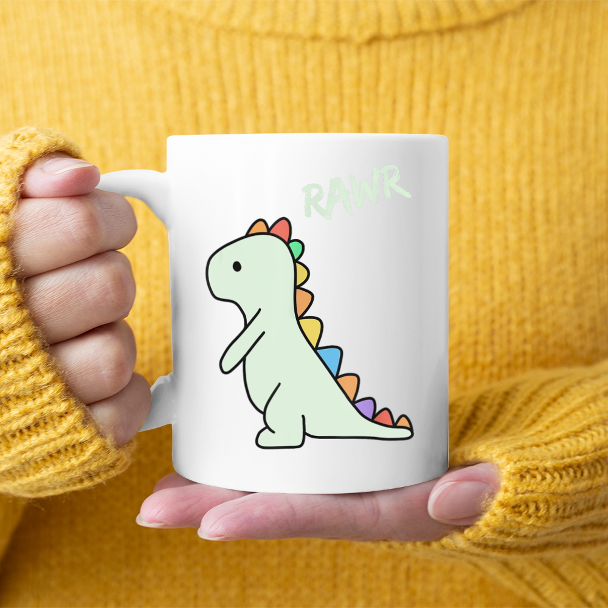 Rawr Cute Rainbow Dinosaur RAWR Kawaii Dino Lover Mug