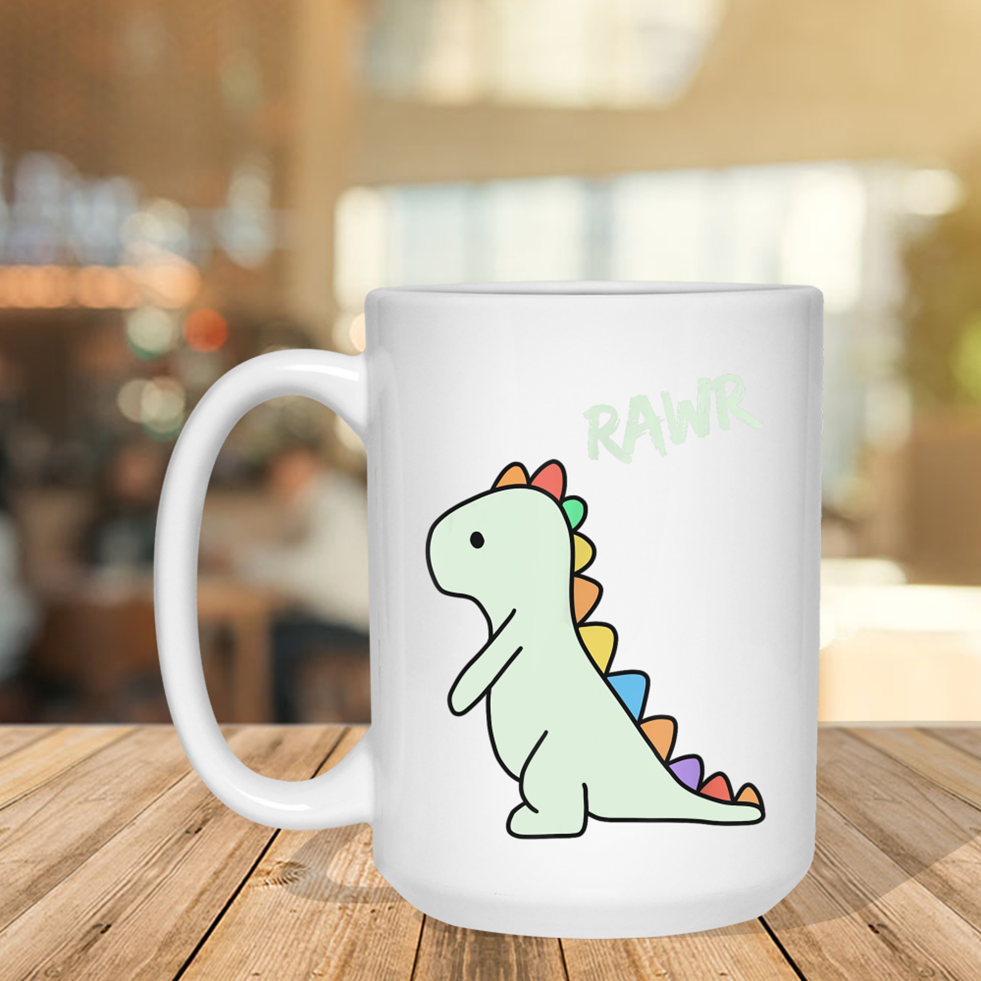 Rawr Cute Rainbow Dinosaur RAWR Kawaii Dino Lover Mug