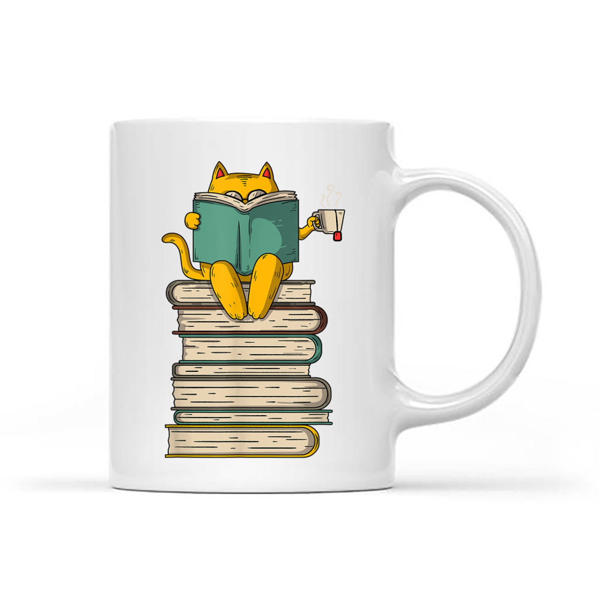 Reading Cat Funny Book Tea Lover Mug