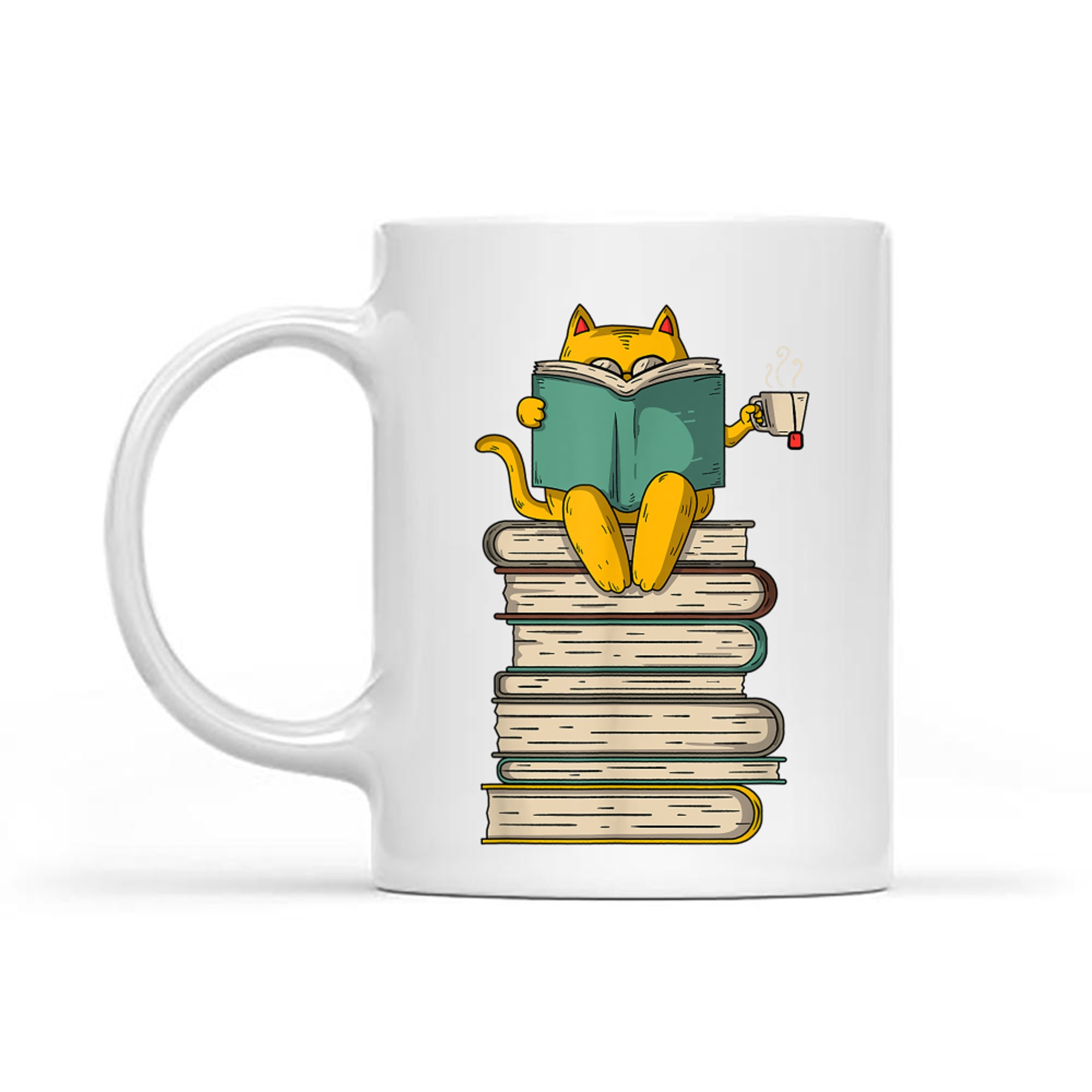 Reading Cat Funny Book Tea Lover Mug