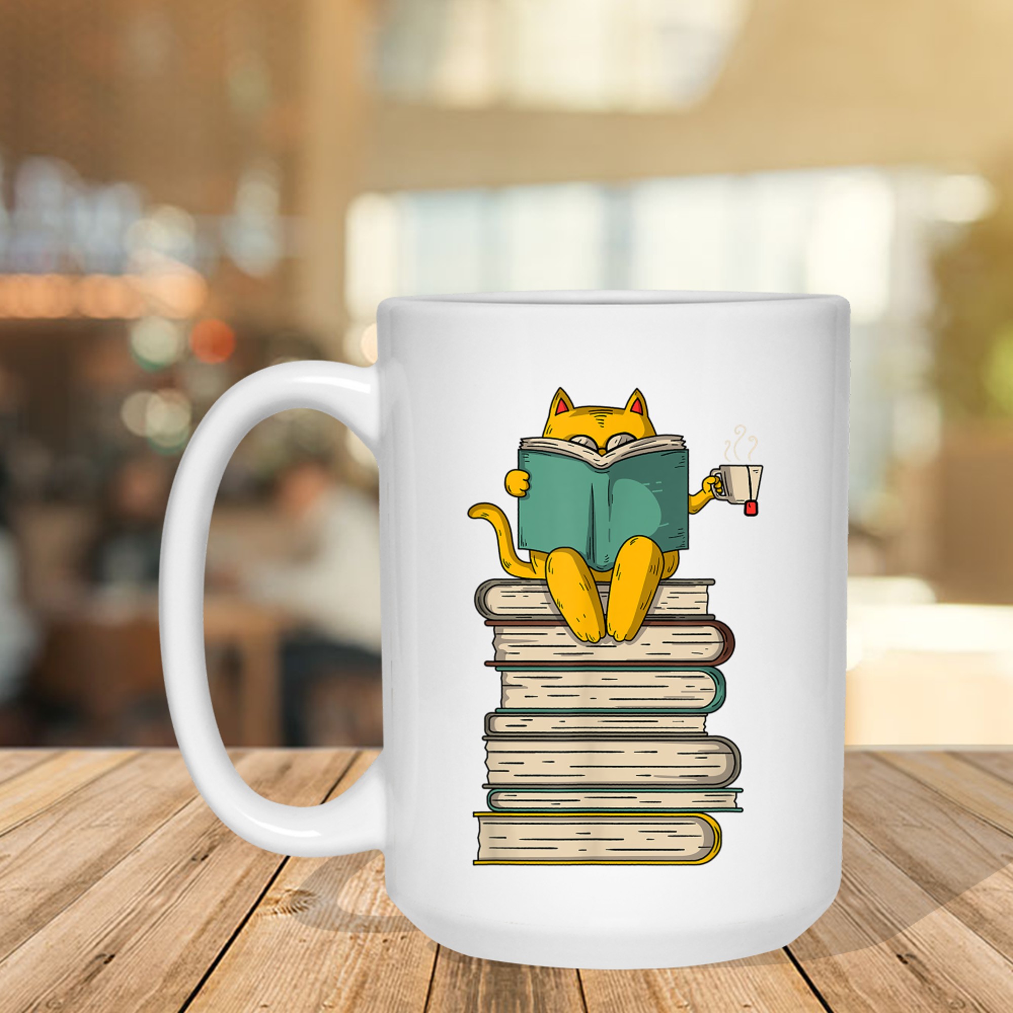 Reading Cat Funny Book Tea Lover Mug
