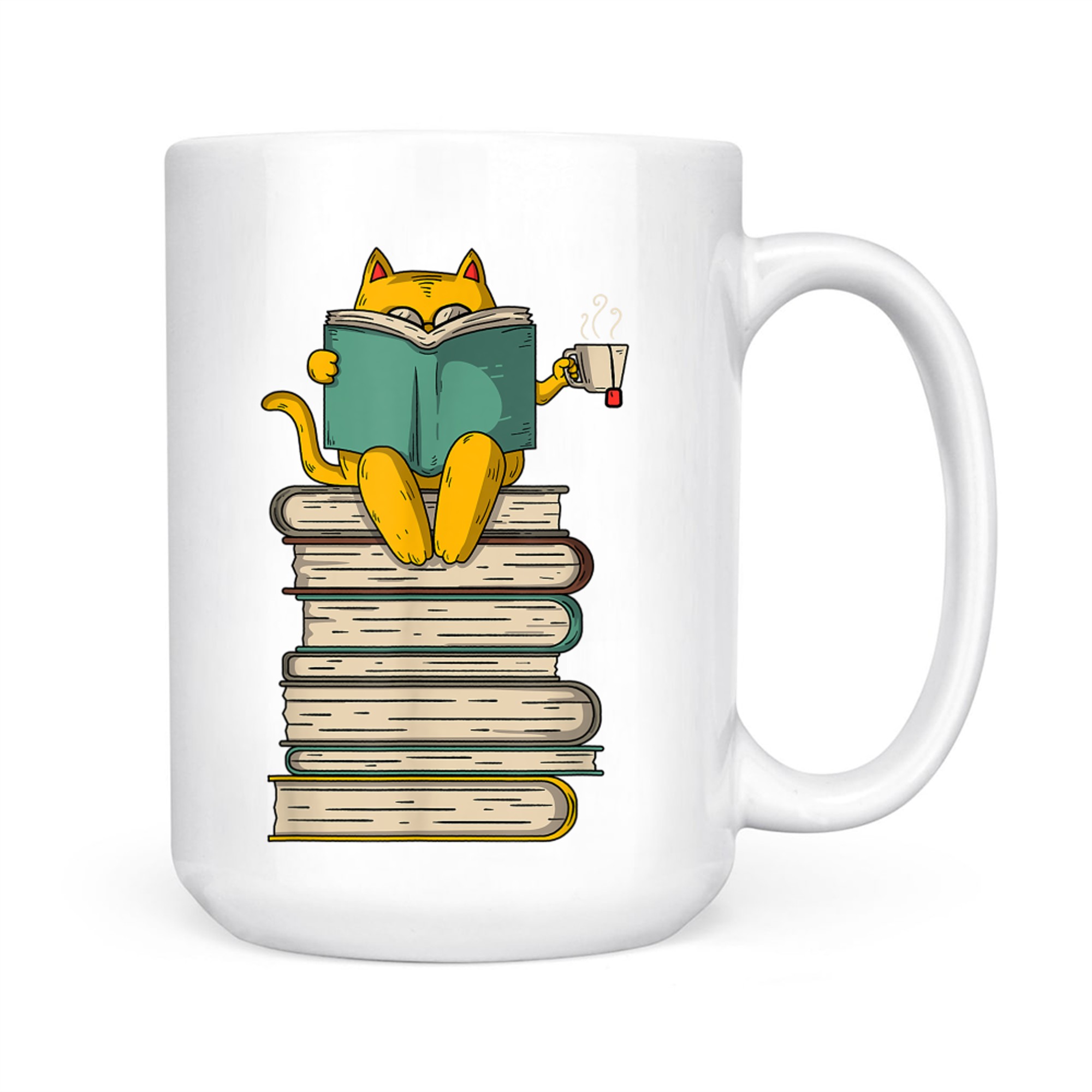 Reading Cat Funny Book Tea Lover Mug