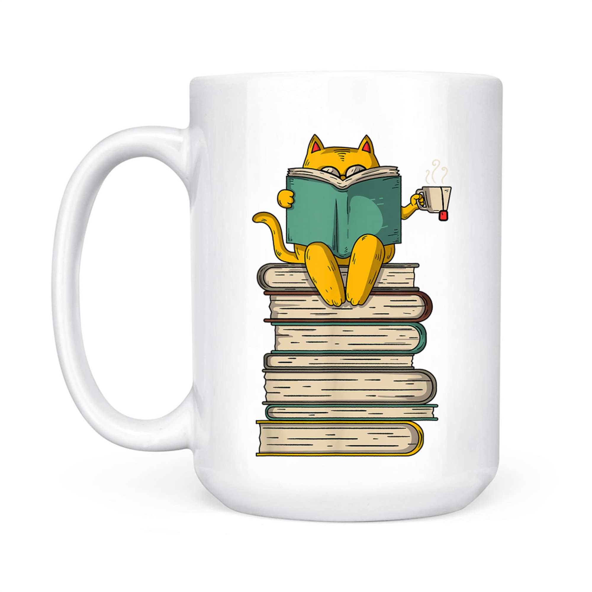 Reading Cat Funny Book Tea Lover Mug