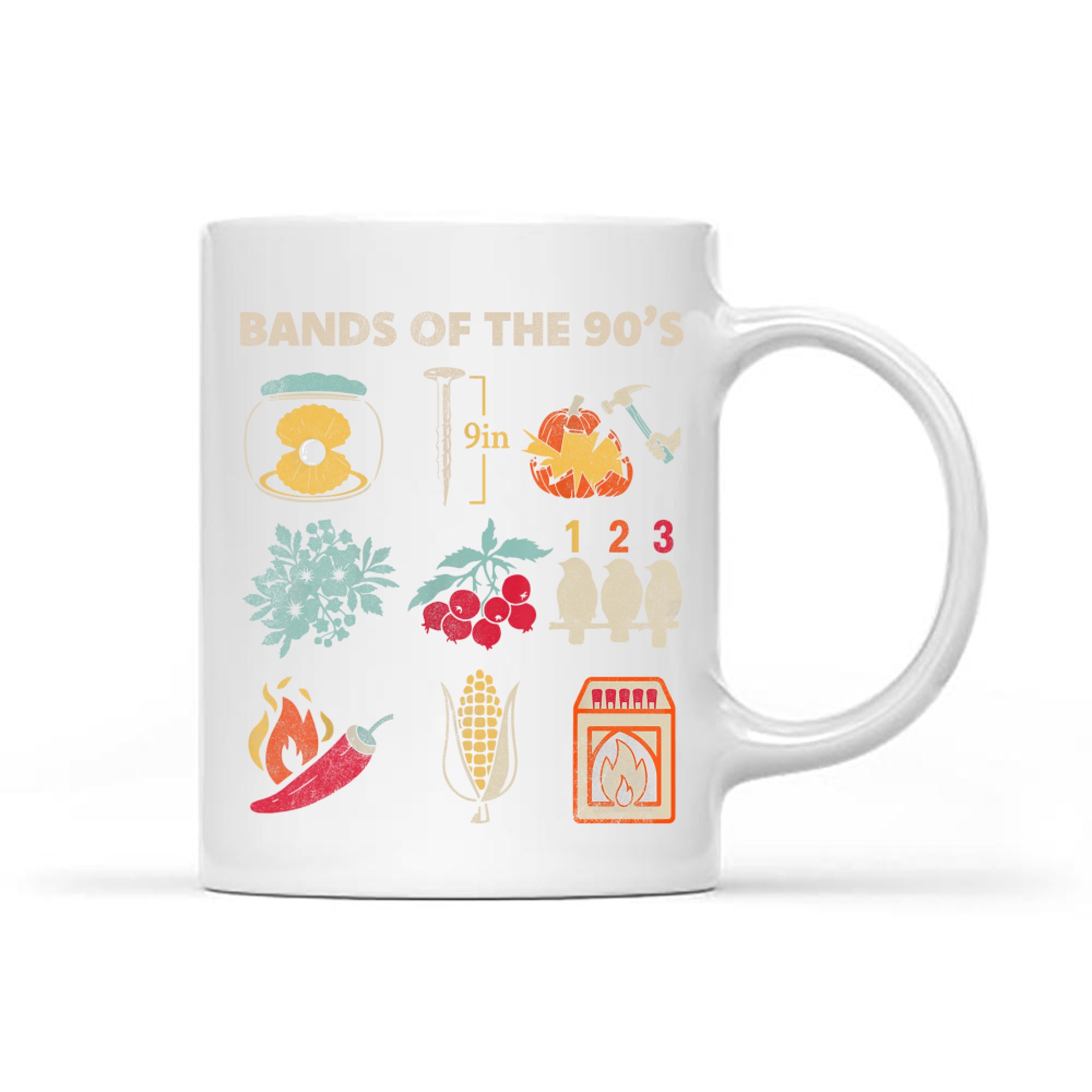 Retro Popular Music Bands of The 90s Rock Funny Vintage Mug