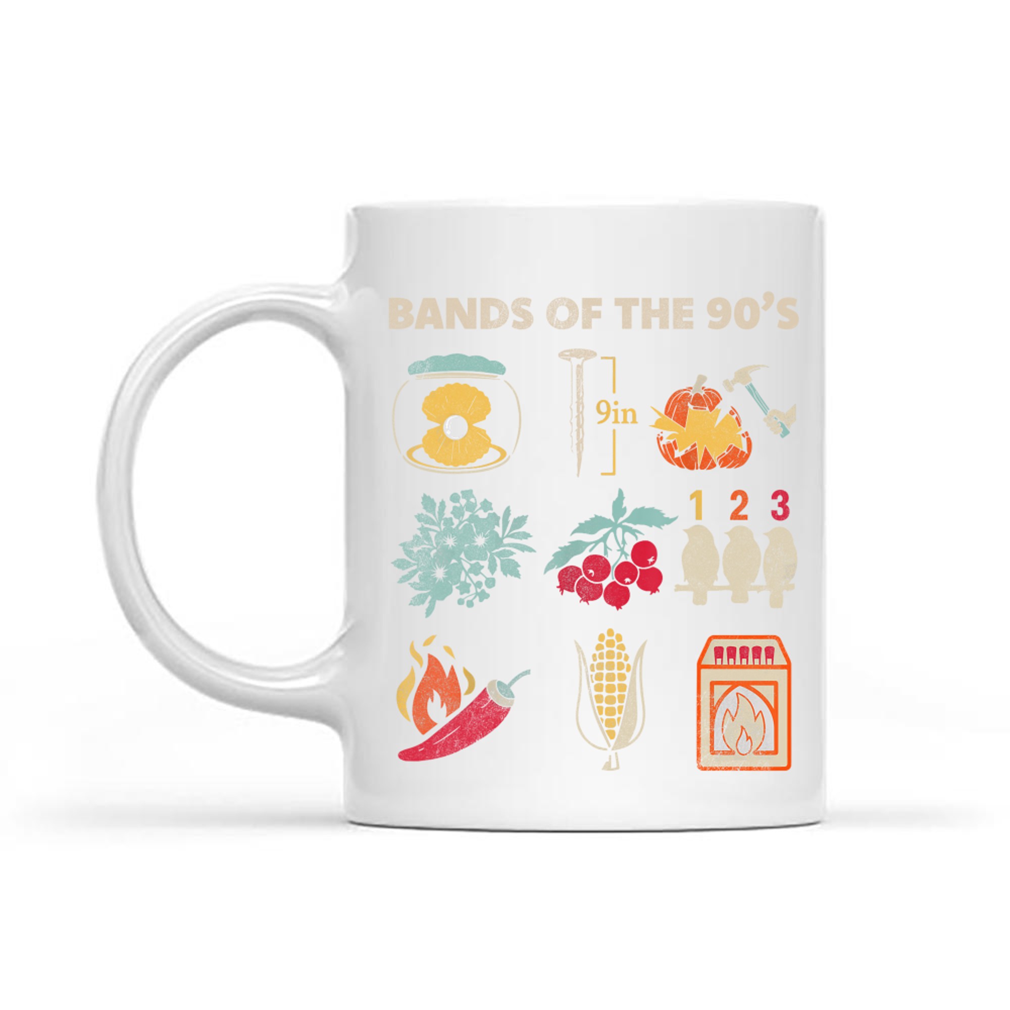Retro Popular Music Bands of The 90s Rock Funny Vintage Mug