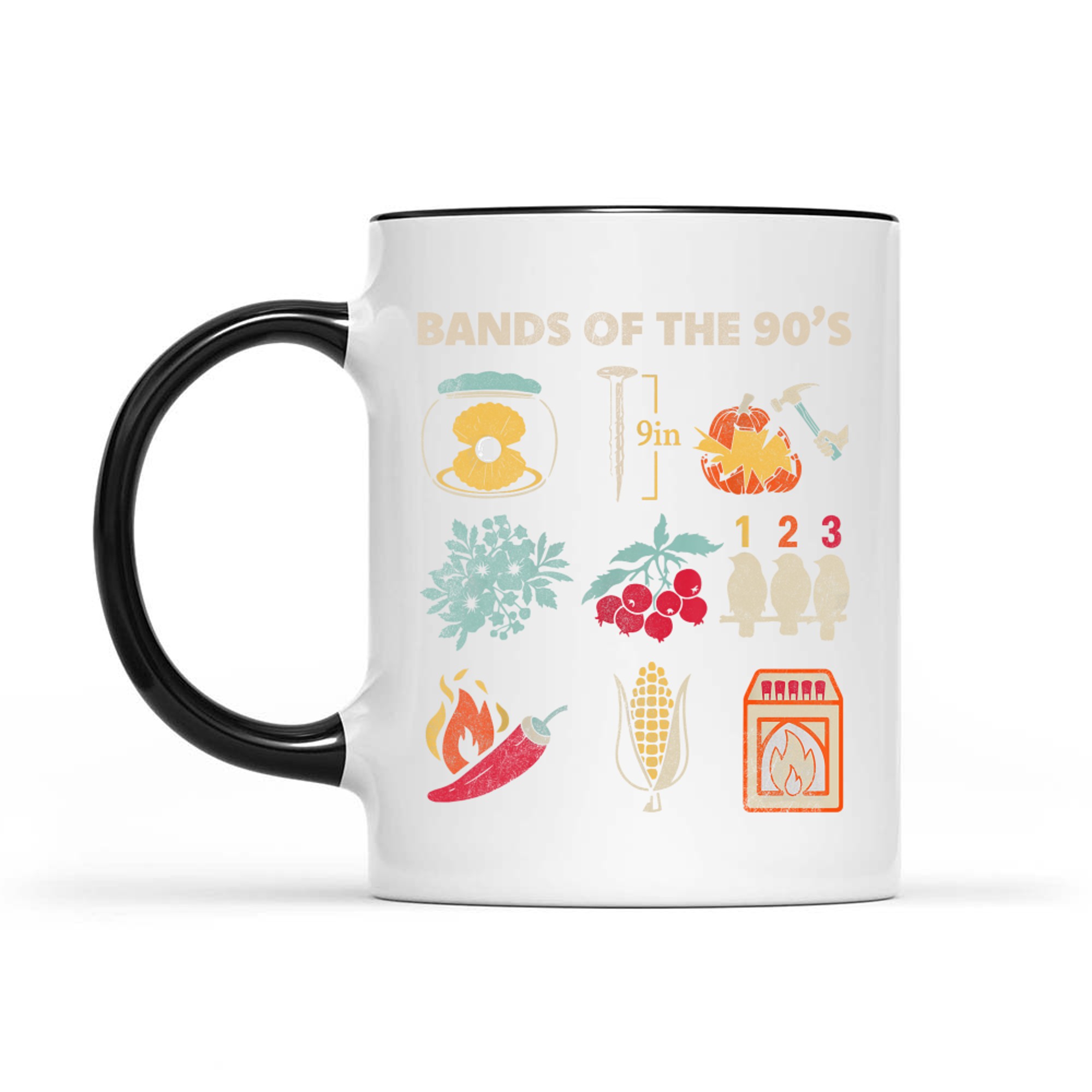 Retro Popular Music Bands of The 90s Rock Funny Vintage Mug