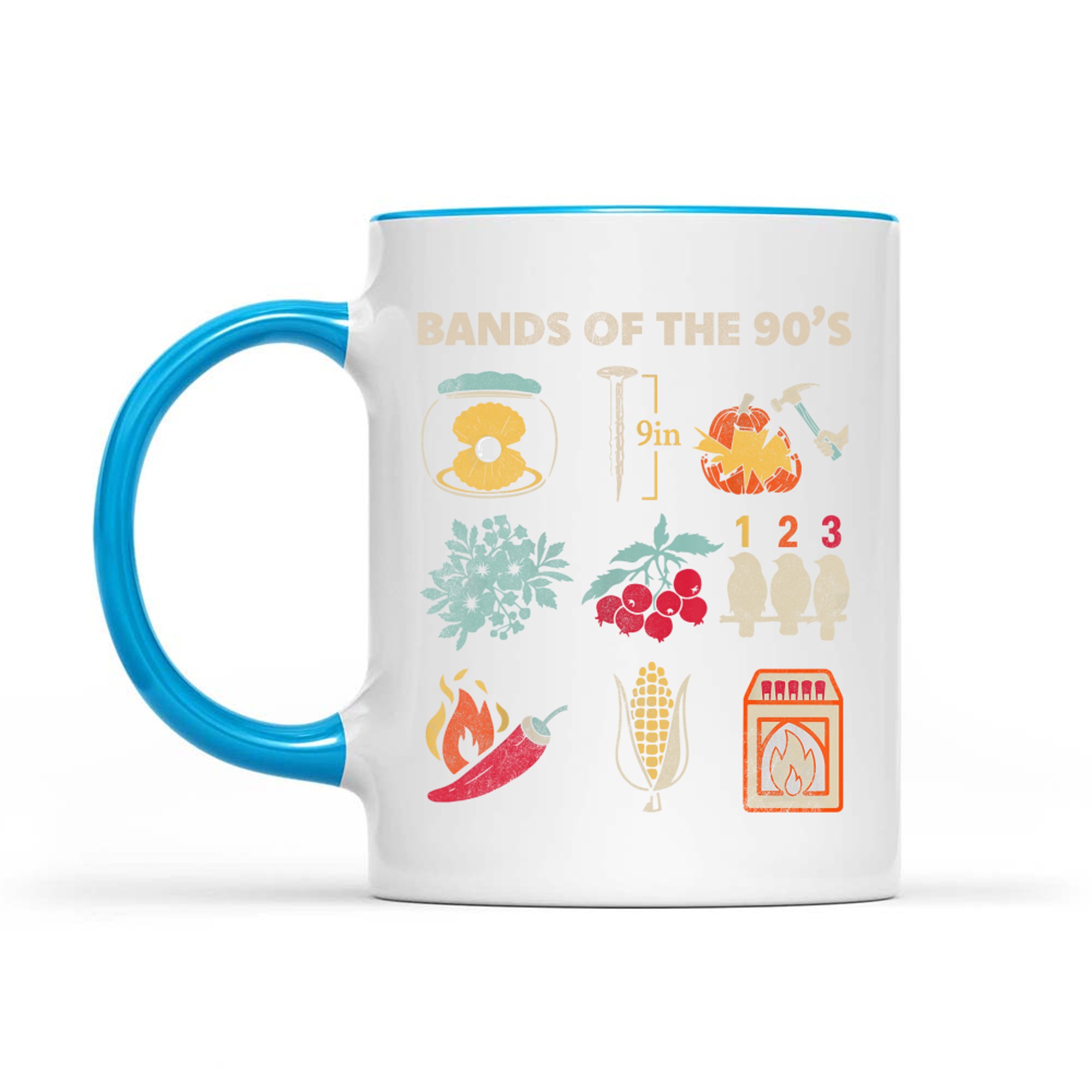 Retro Popular Music Bands of The 90s Rock Funny Vintage Mug