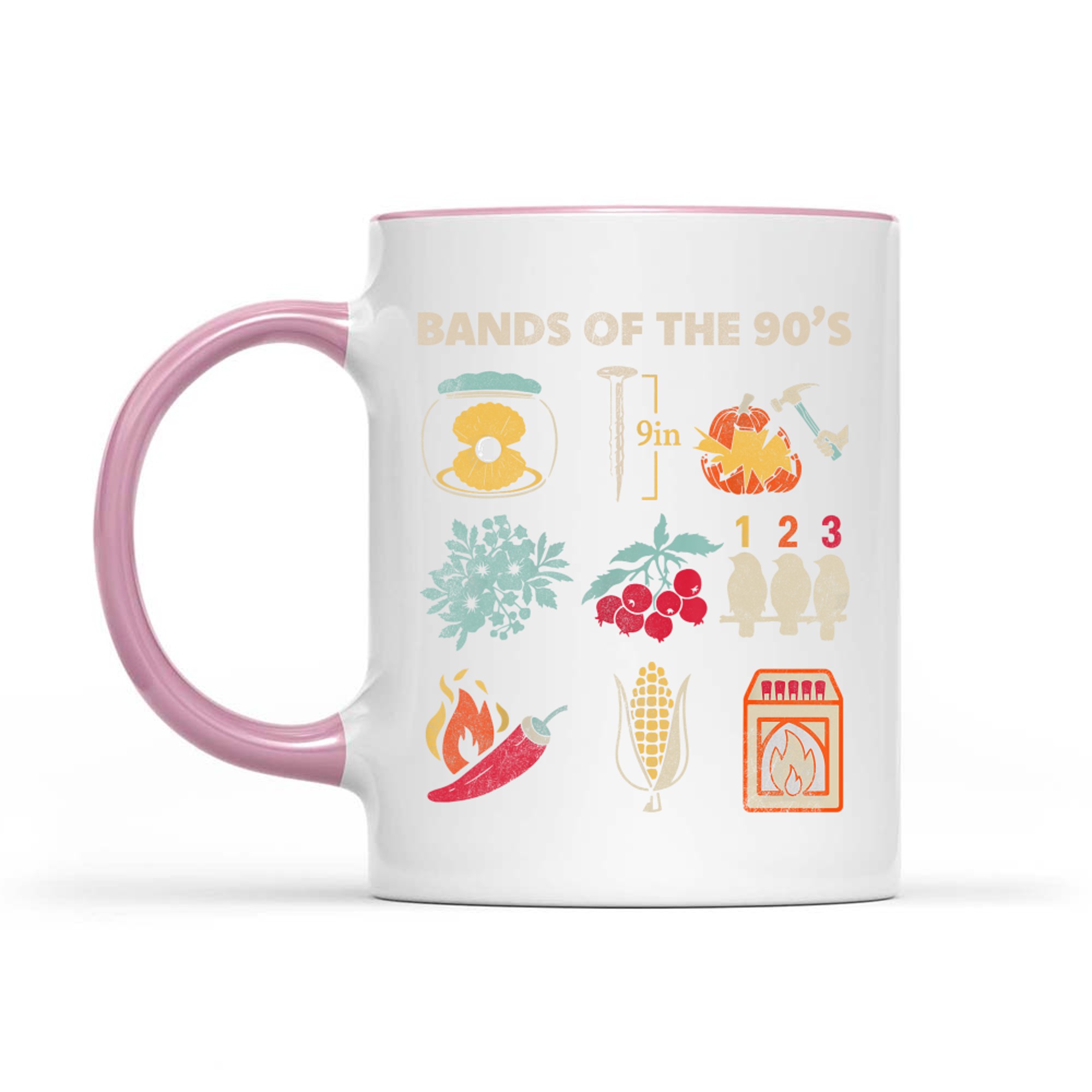 Retro Popular Music Bands of The 90s Rock Funny Vintage Mug