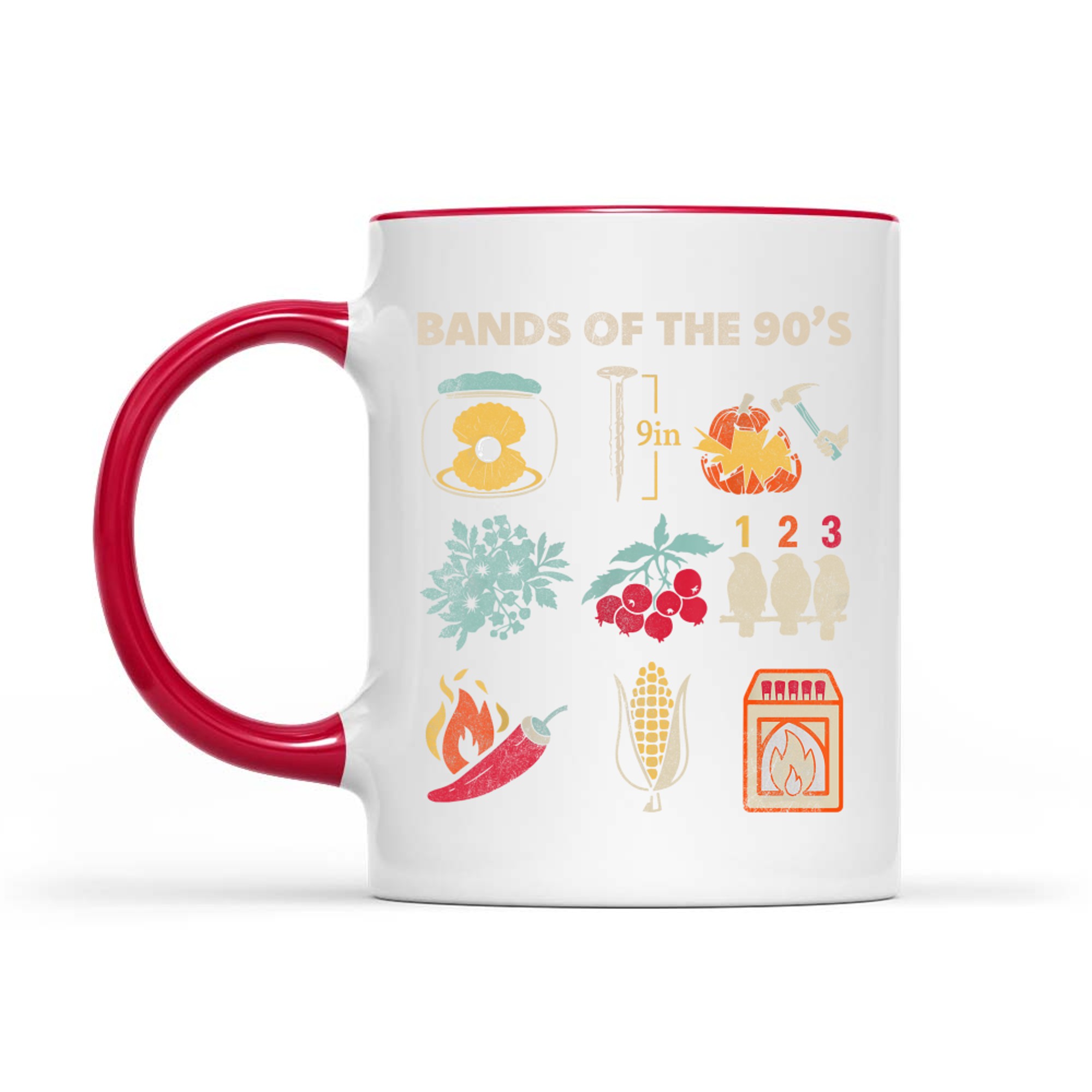 Retro Popular Music Bands of The 90s Rock Funny Vintage Mug
