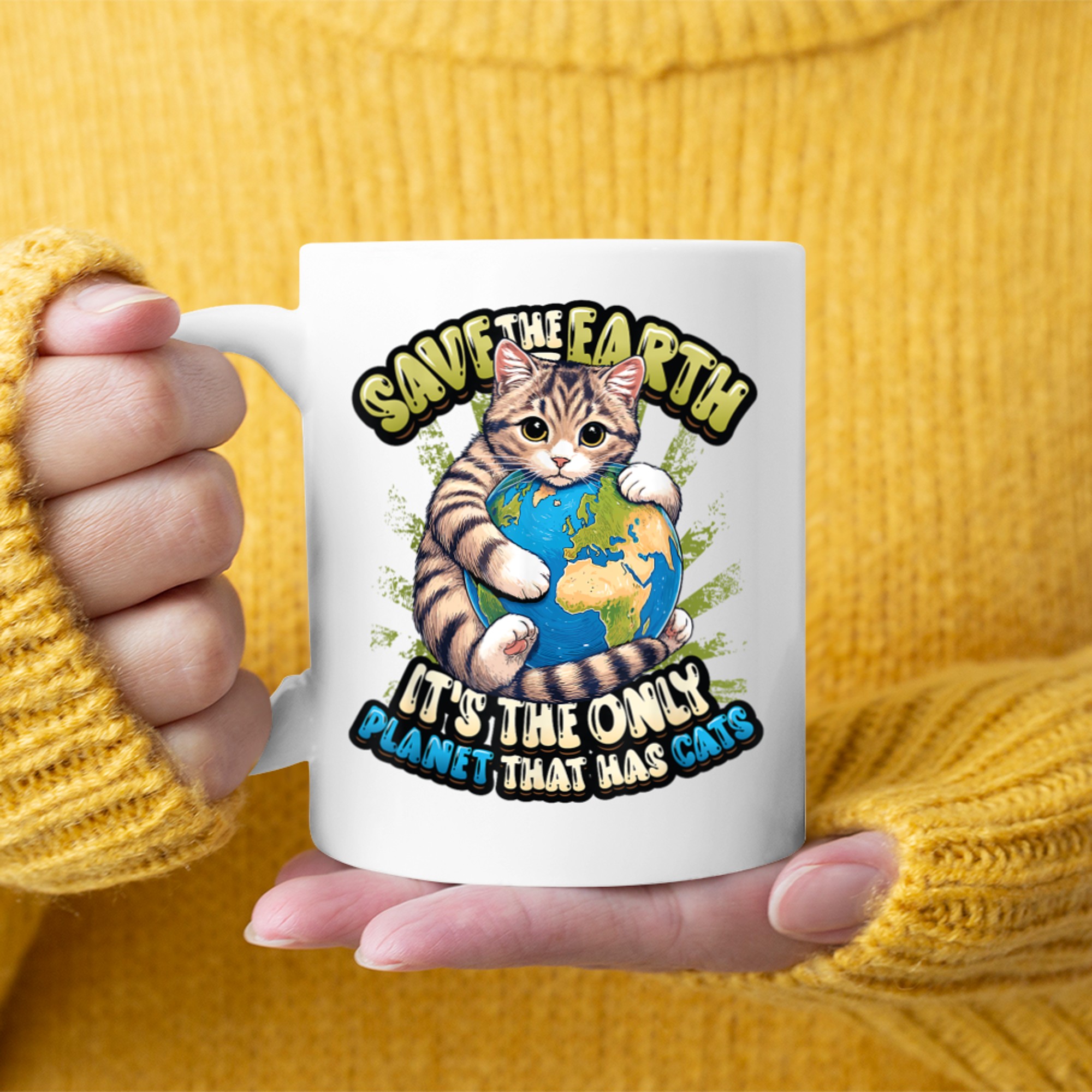 Save The Earth It's The Only Planet That Has Cats Earth Day Mug