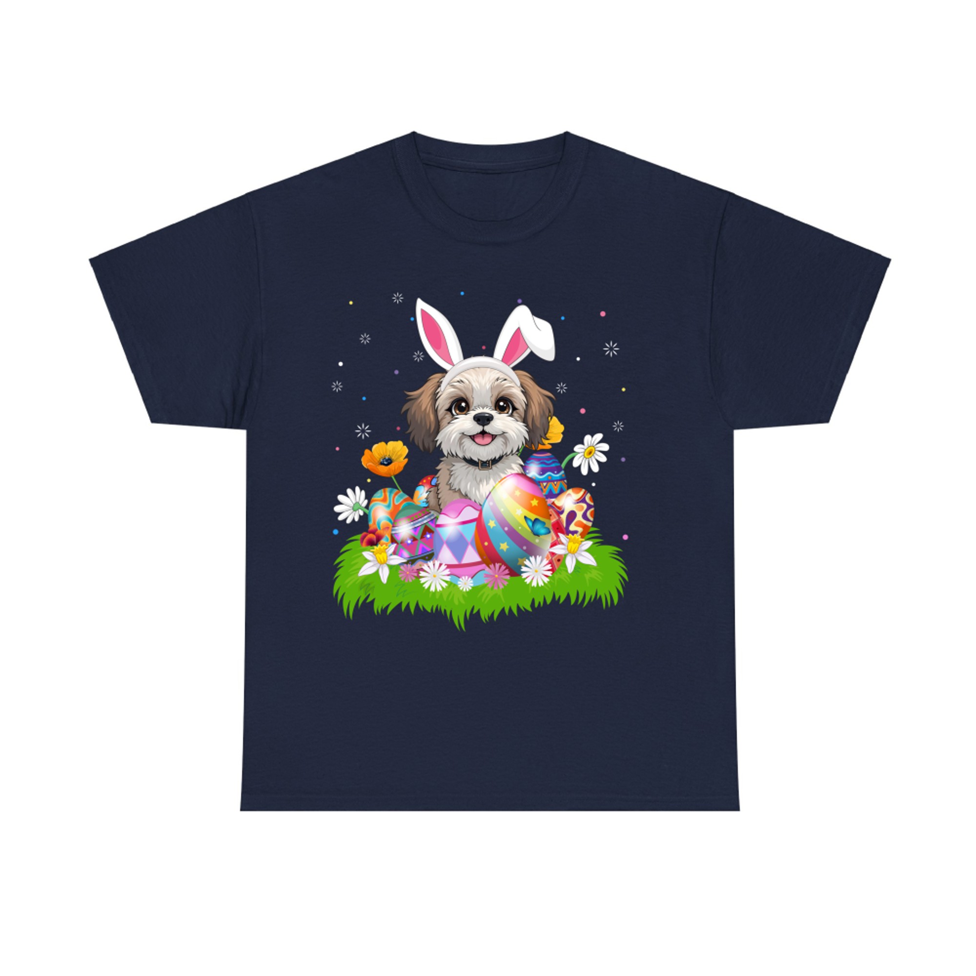 Shih Poo Dog Easter Egg Hunt Bunny Ear Easter Sunday T-Shirt