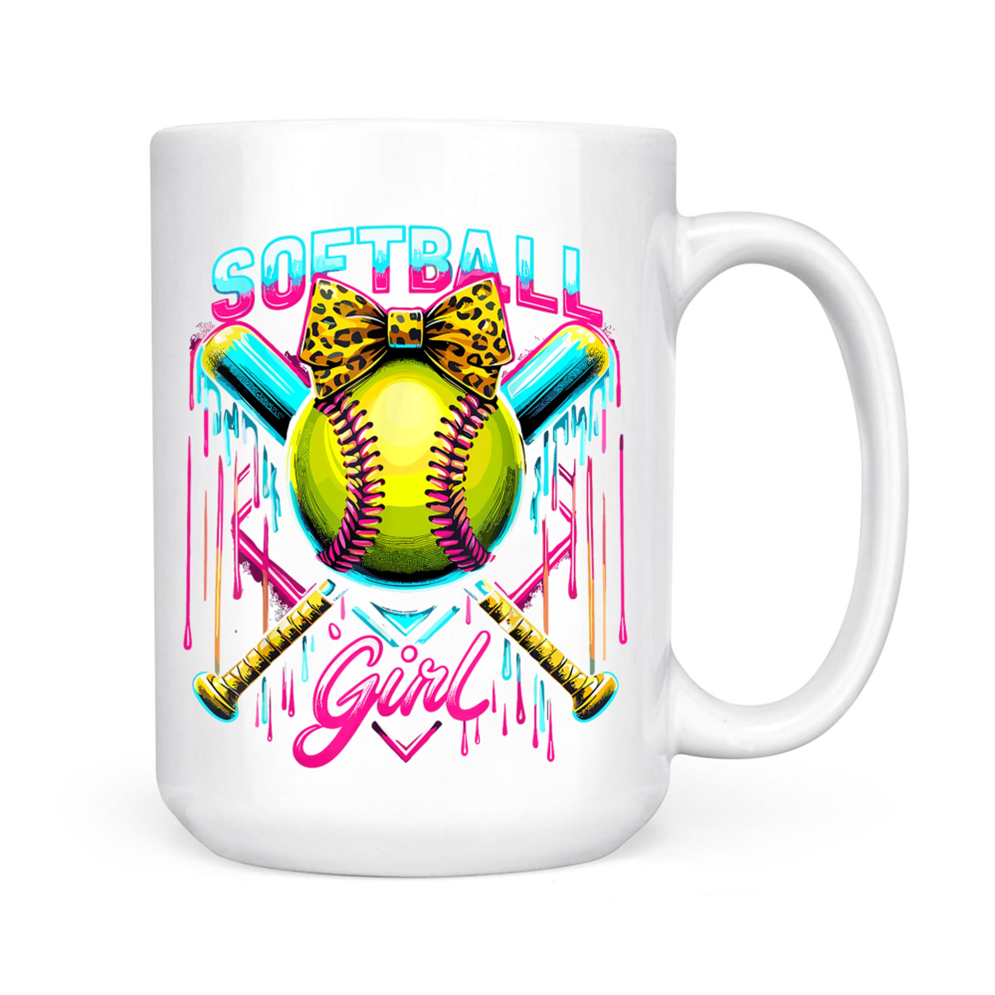 Softball Player Girl Ice Cream Softball Drip Mug