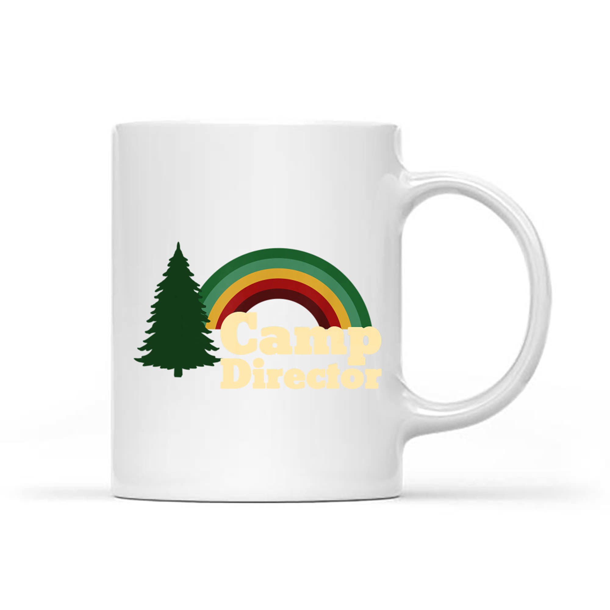 Summer Camp Director Counselor Camper Rainbow Pine Tree Mug