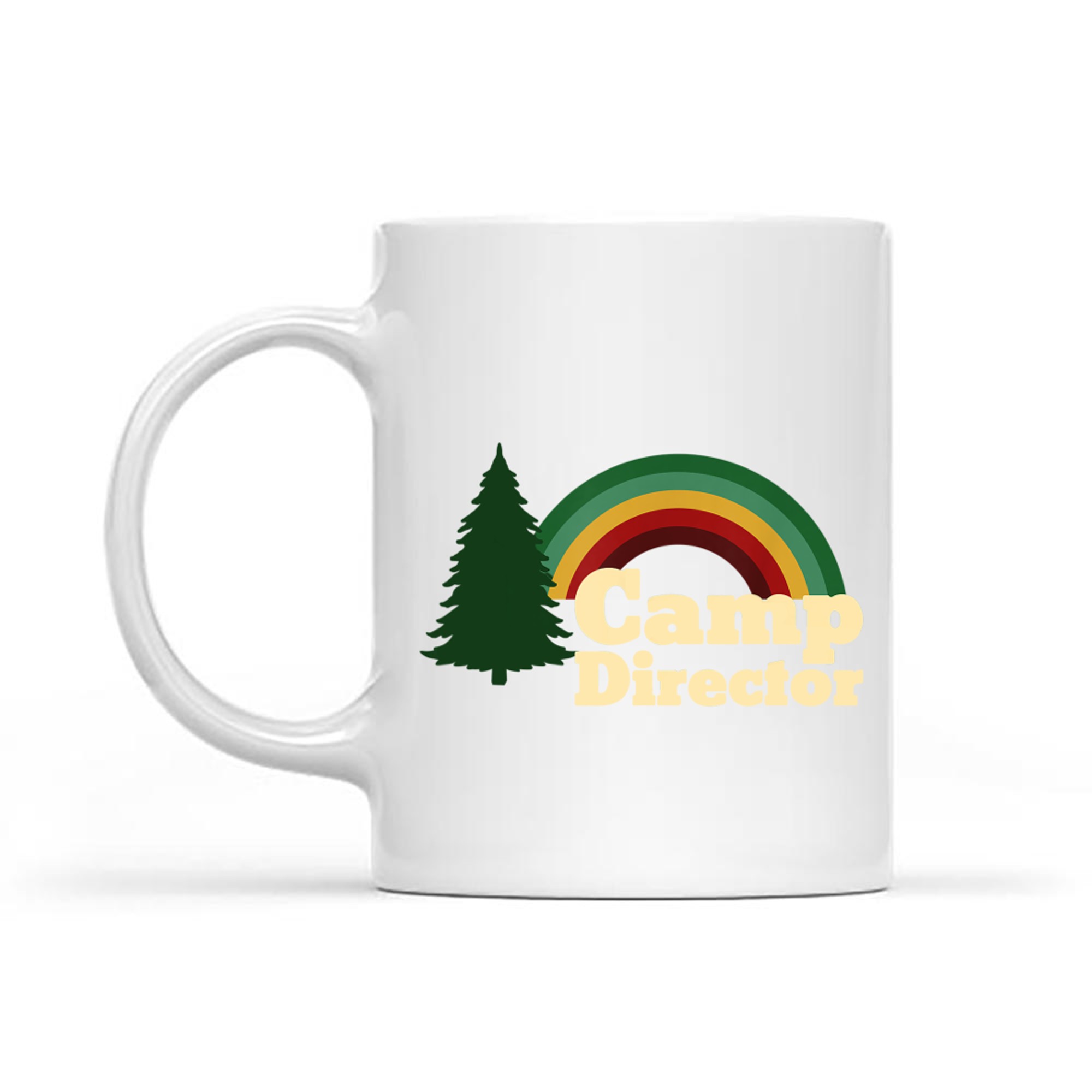 Summer Camp Director Counselor Camper Rainbow Pine Tree Mug