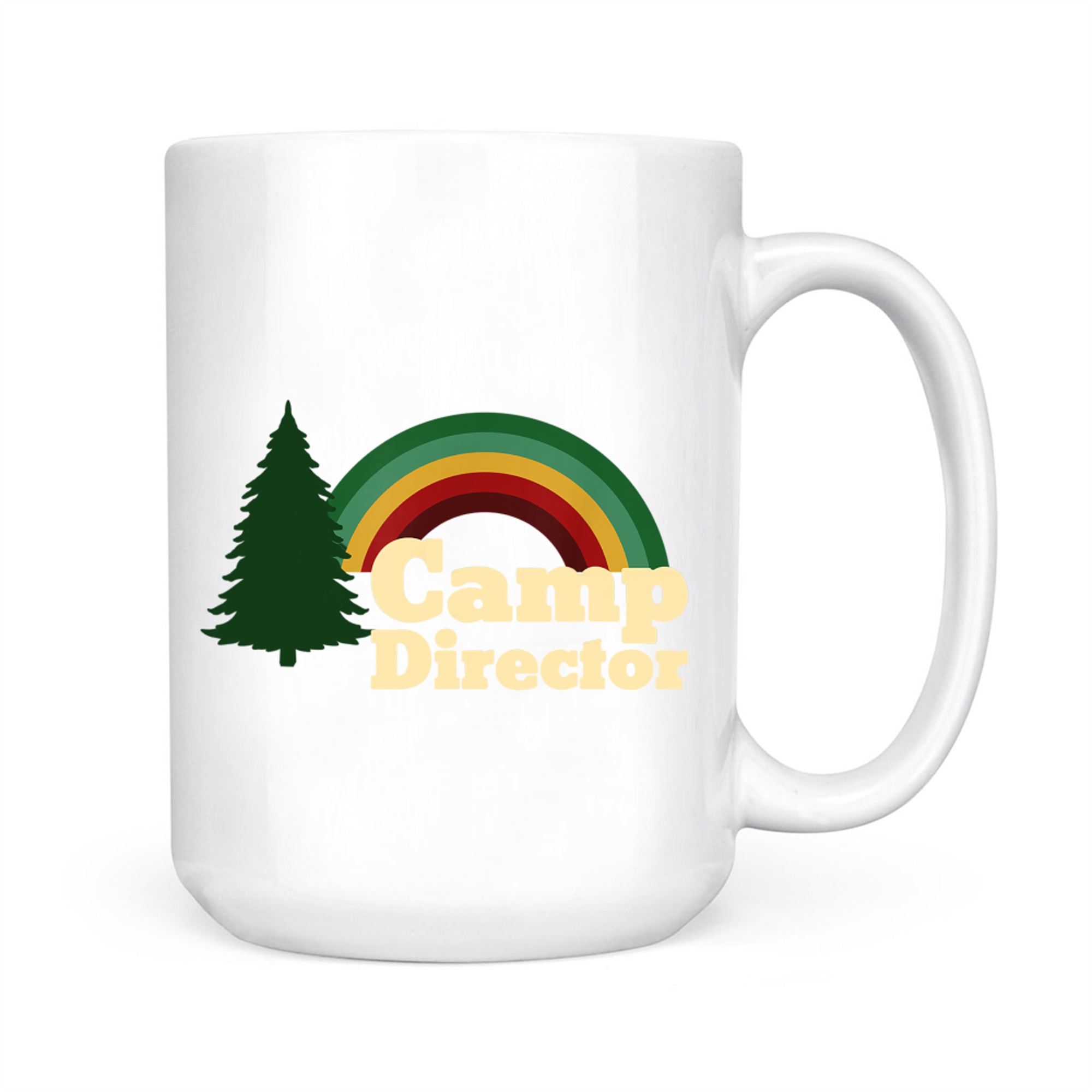 Summer Camp Director Counselor Camper Rainbow Pine Tree Mug