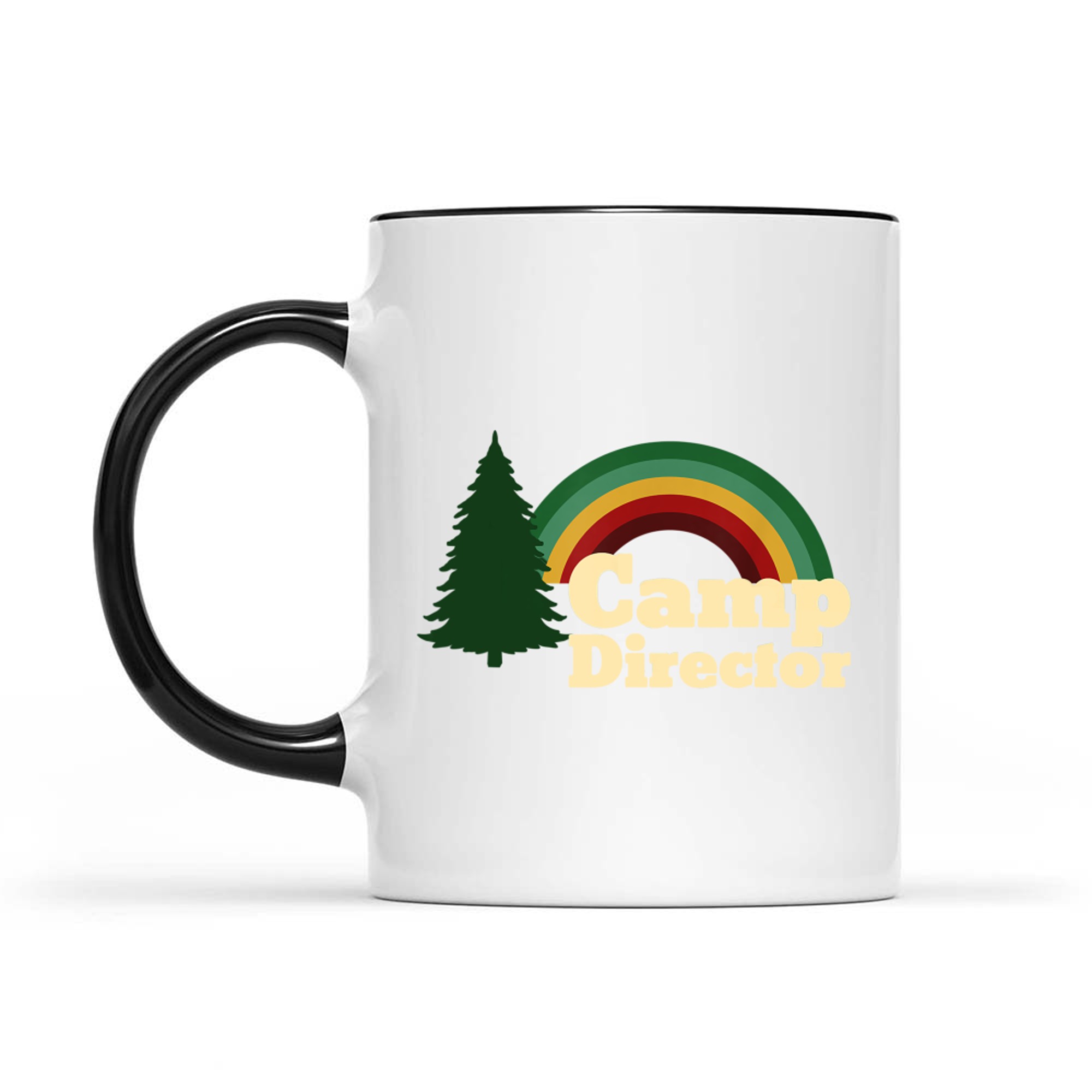 Summer Camp Director Counselor Camper Rainbow Pine Tree Mug