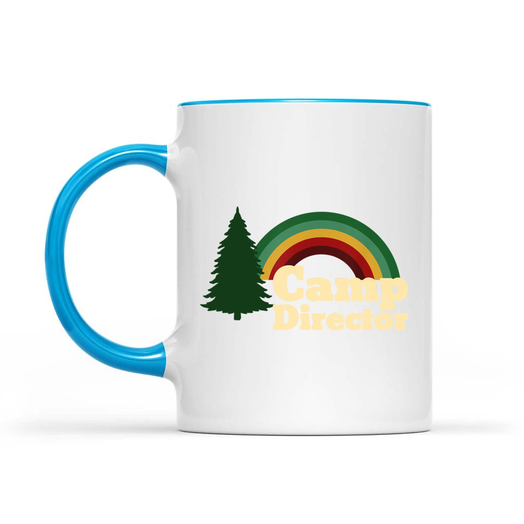 Summer Camp Director Counselor Camper Rainbow Pine Tree Mug