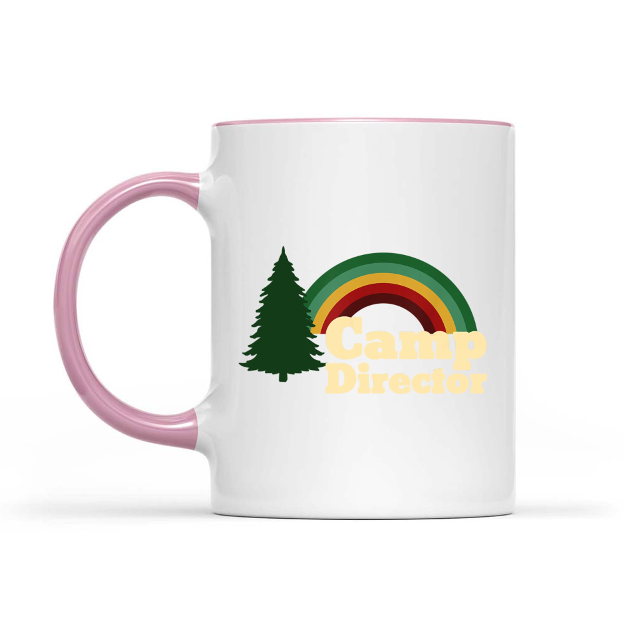 Summer Camp Director Counselor Camper Rainbow Pine Tree Mug