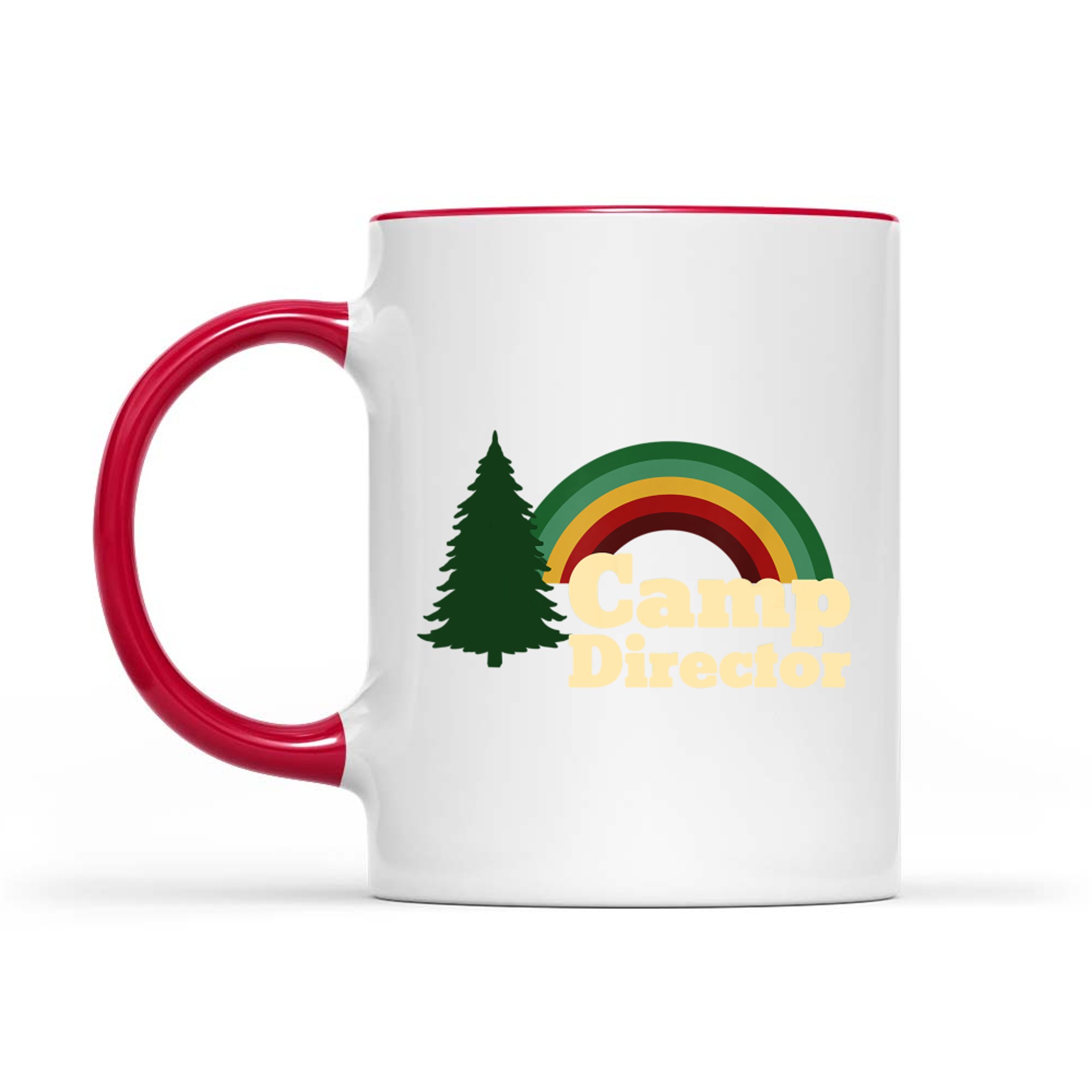 Summer Camp Director Counselor Camper Rainbow Pine Tree Mug